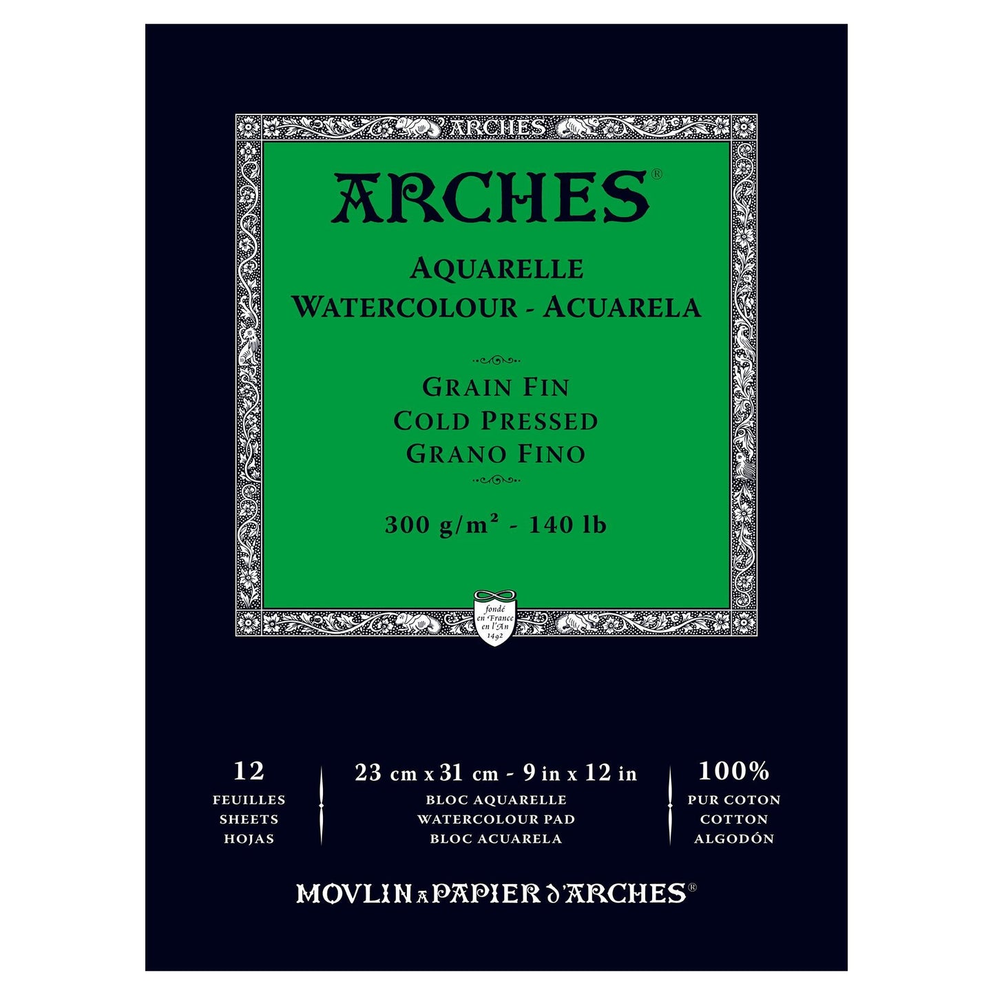 Arches Watercolor Paper Pad, 140 Pound, Cold Press, 9"x12"