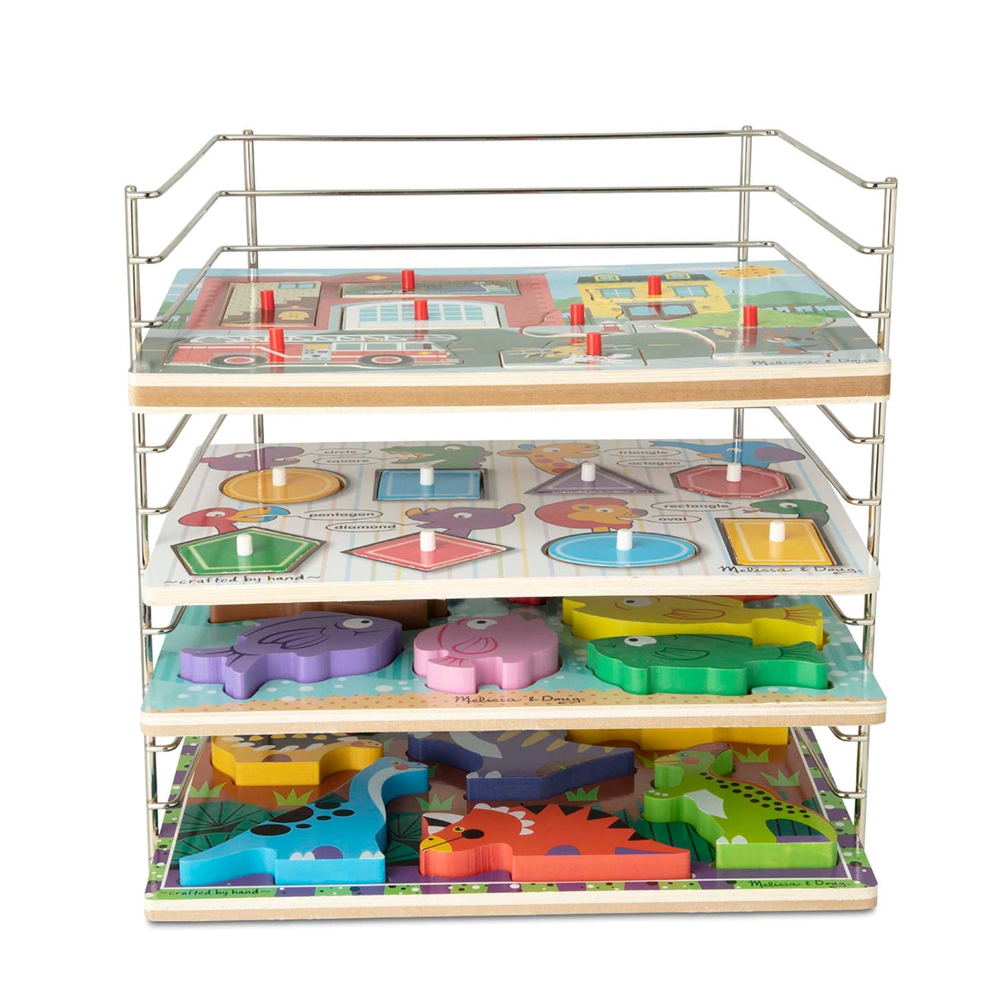 Melissa & Doug Multi-Fit Metal Wire Puzzle Rack 12 Inches Wide and 0.75 Inches DeepPuzzle Holder Rack Storage Organizer for Kids