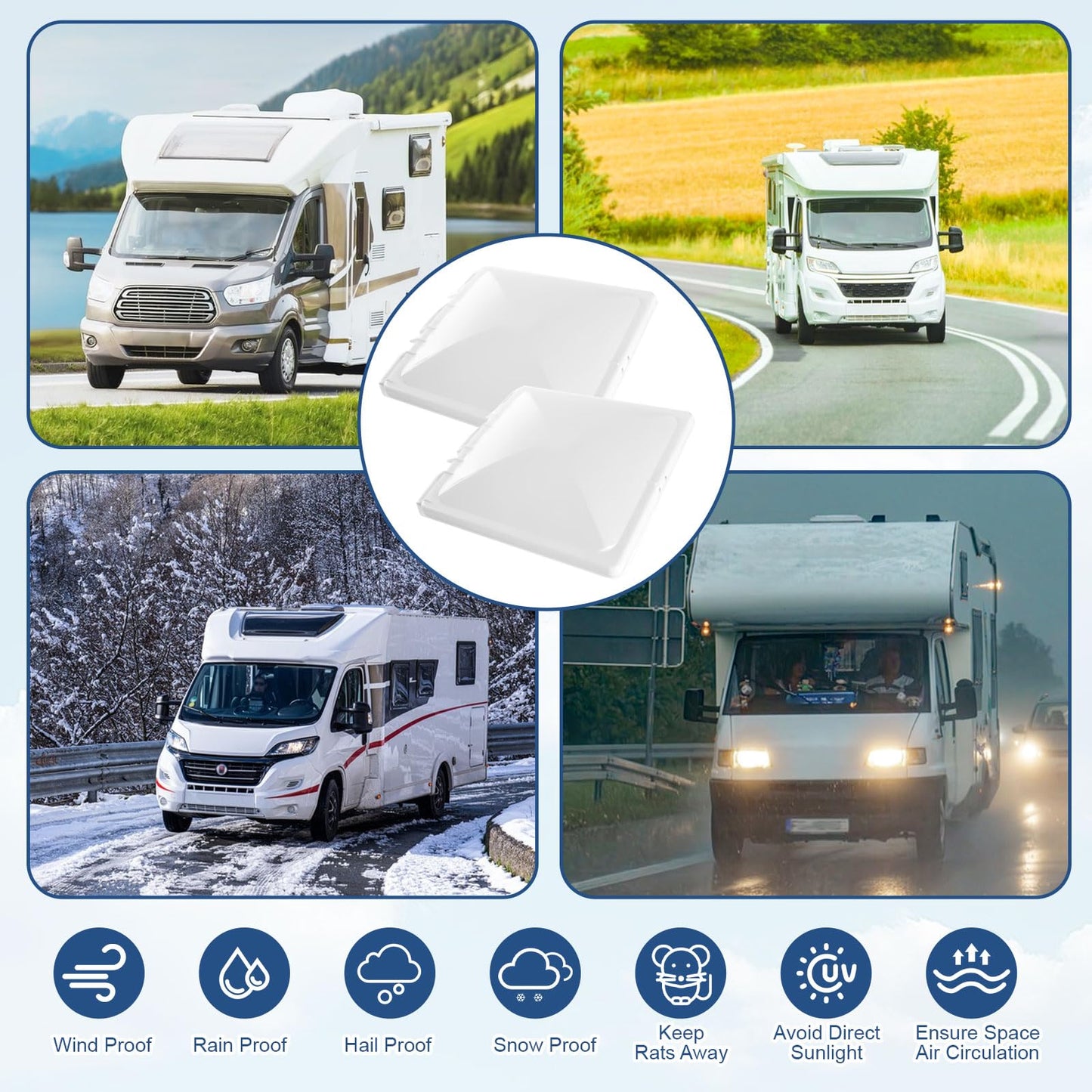 13 Inch Roof Vent Cover Compatible with RV,Universal Trailer Camper Vent Lid for Vent Fan Motorhome Trailer,2 Pack