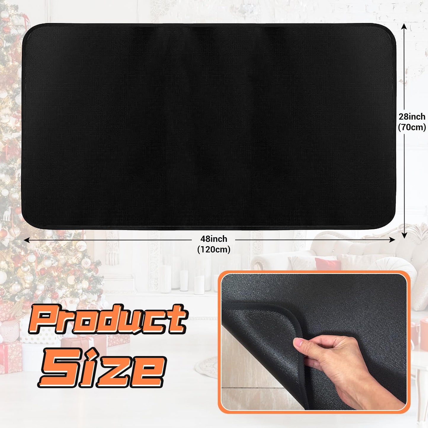 Hearth Rugs Fireproof Mat, 48" x28", Fire Resistant for Fireplace, Heated Floor Mat for Outdoor BBQ Grills, Fire Pits, Smokers, Woodstoves