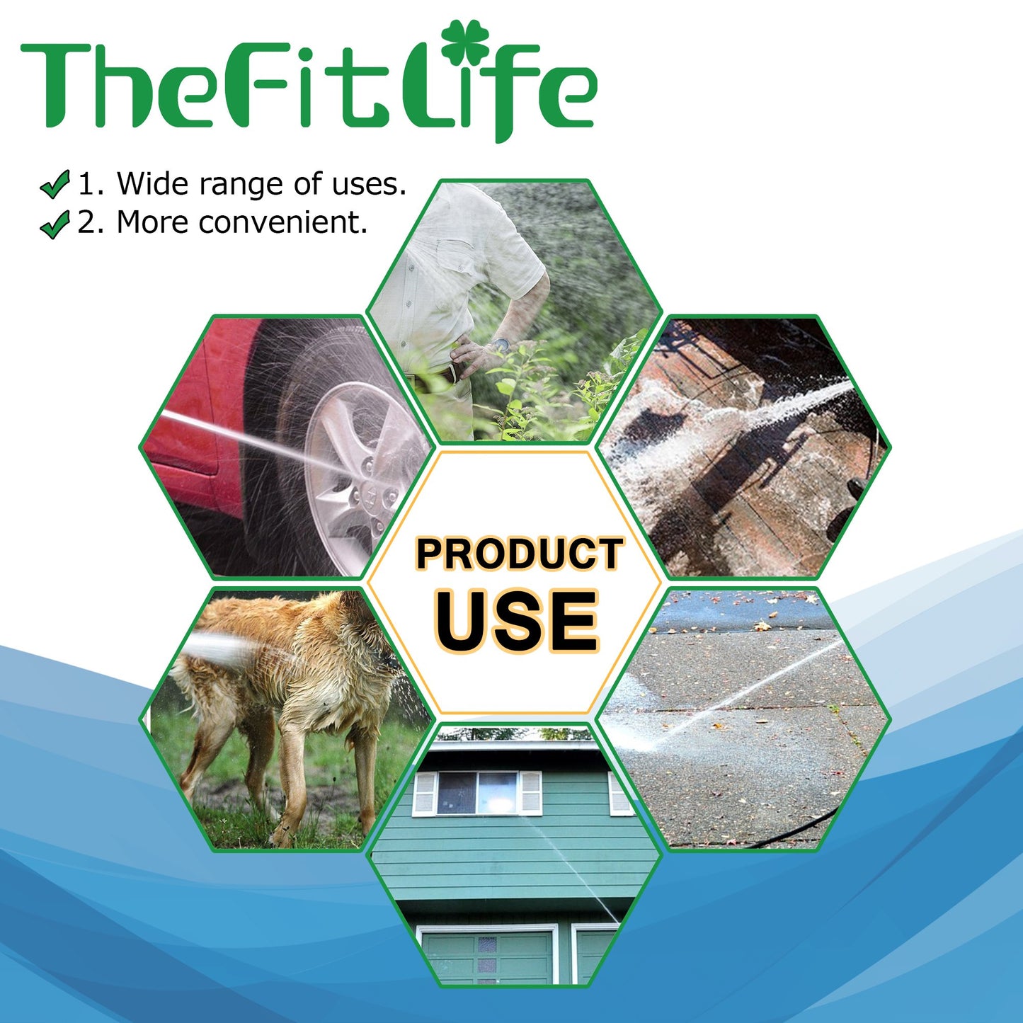 TheFitLife Expandable Garden Hose 50FT - Flexible Hose with Mutiple Layer Latex Inner and Solid Brass Fittings Free Spray Nozzle, 3/4 USA Standard Easy Storage Kink Free Retractable Water Hose