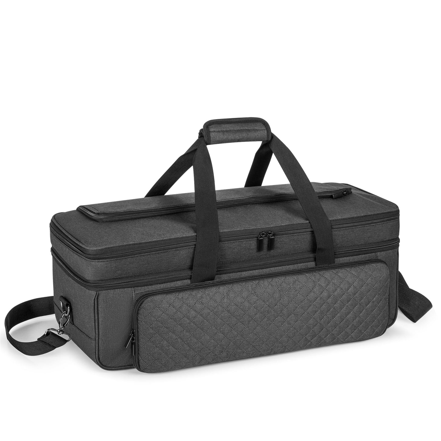 Luxja Double-Layer Carrying Case with Cutting Mat Pocket Compatible with Cricut Maker 4, Maker 3, Explore 4, Explore 3, Explore Air 2, Multiple Storage Bag for Cricut Accessories and Supplies, Black