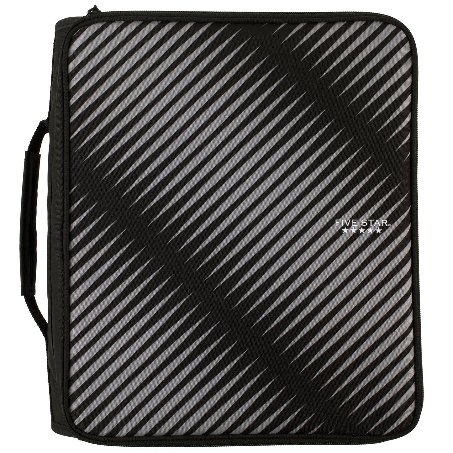 Five Star Zipper Binder, 2 Inch 3 Ring Binder, 6-Pocket Expanding File, Durable, Black (72536)