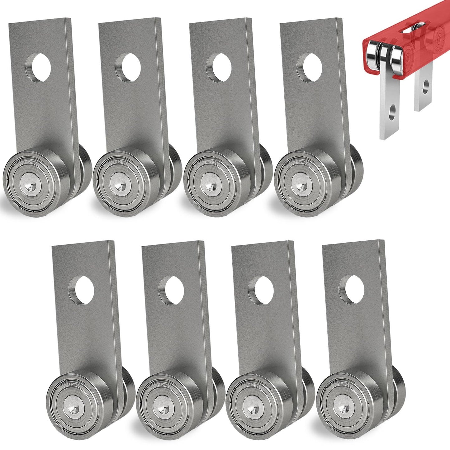 8pcs Bearing Trolley Assembly for Unistrut Trolley 1-5/8" Wide and All 1-5/8" or Taller Strut Channel, 2 Wheel Trolley Assembly Rollers Suitable for Hoist Trolley and Track System