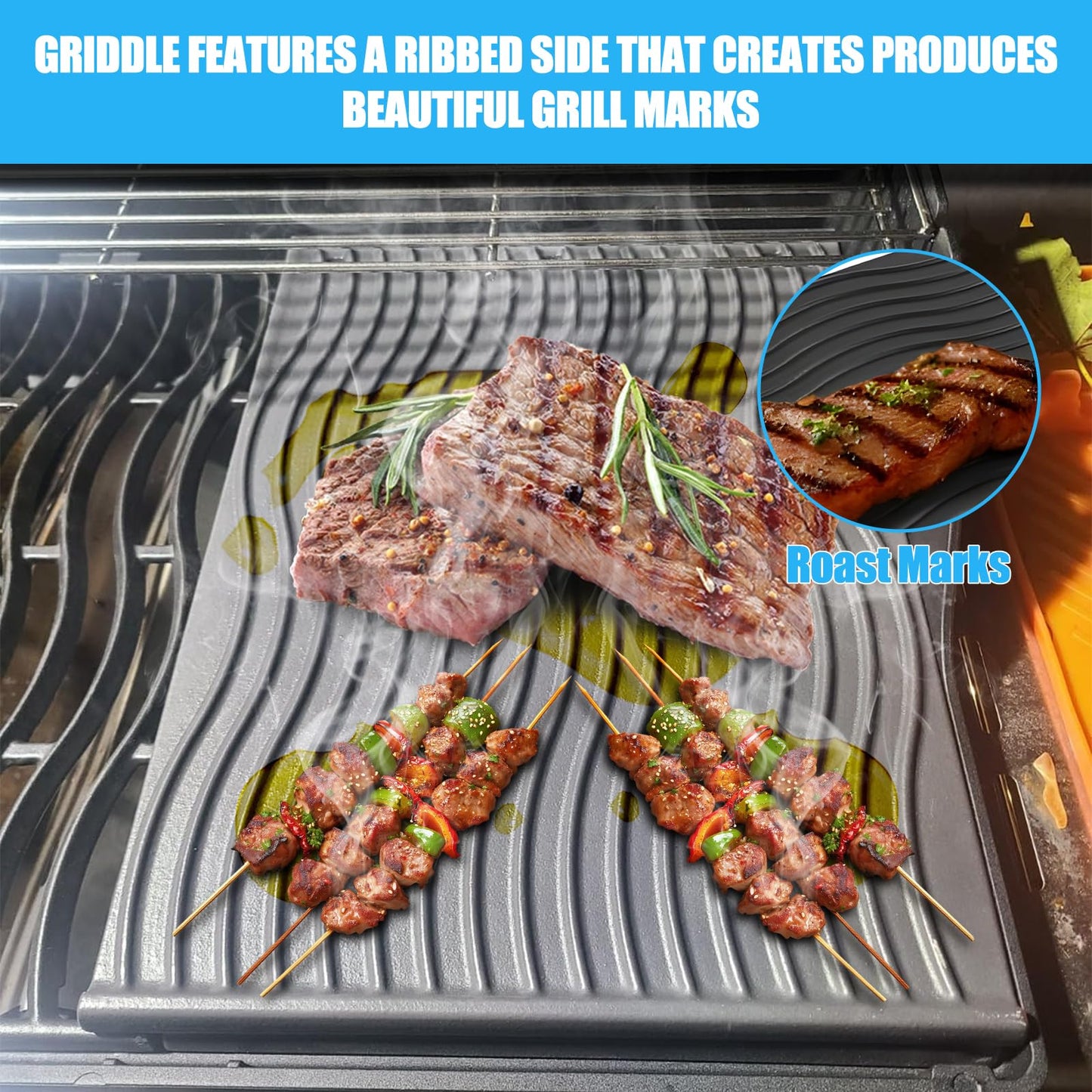 56425 Cast lron Reversible Griddle for Napoleon Rogue 425 625 Grill Accessories Rogue XT 625 XT 425 XT 425 SIB Se 425 RSIB Freestyle 425 Series Reversible Cooking Plate Insert Grill Replacement Parts