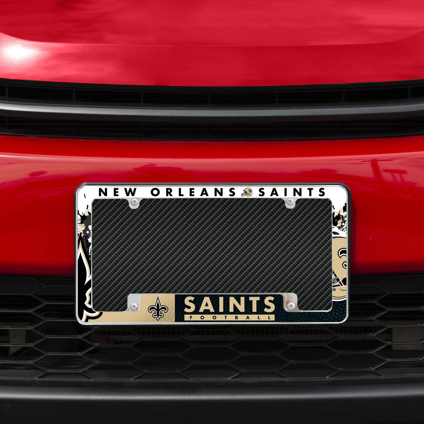 Rico Industries NFL New Orleans Saints Primary 12" x 6" Chrome All Over Automotive License Plate Frame for Car/Truck/SUV