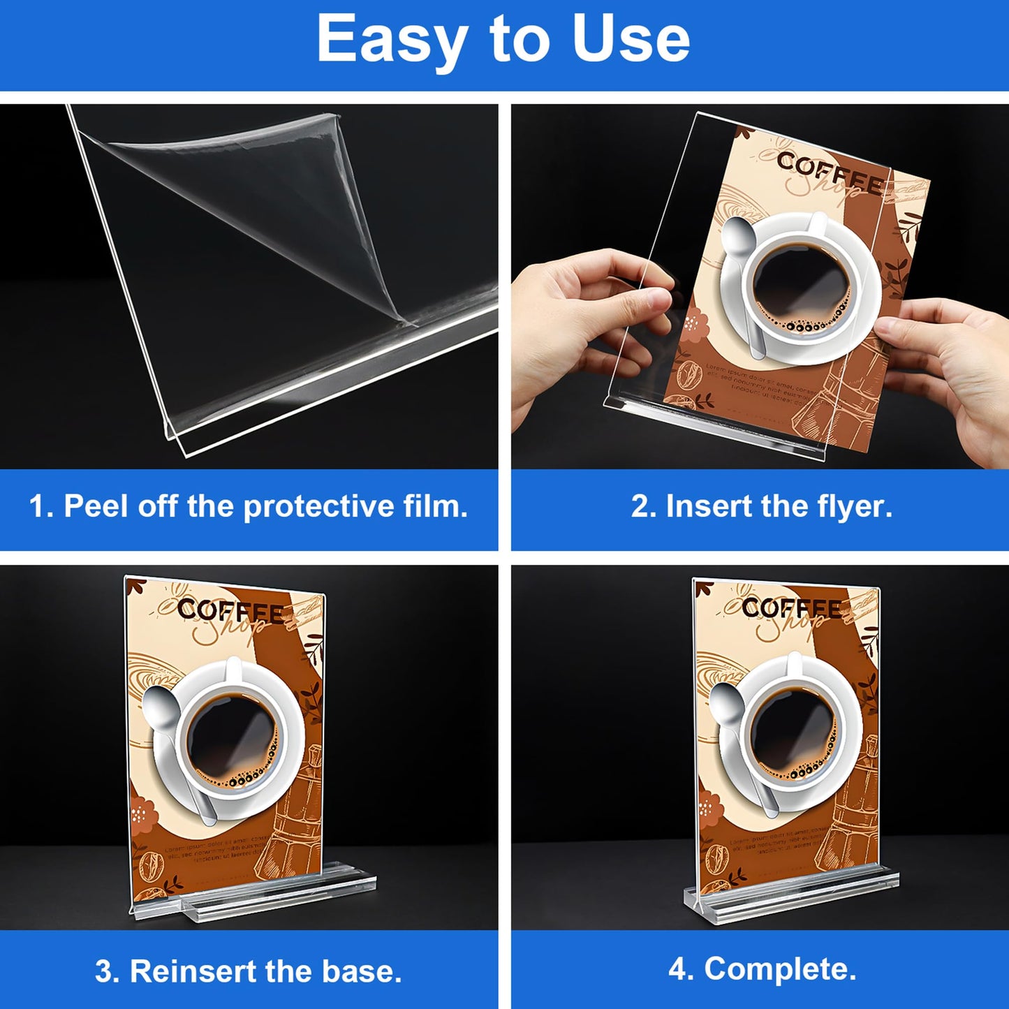 Acrylic Sign Holder 5x7 Inches 12 Pack, Double Sided clear DisplayStand Table Top Sign Paper Holder, Vertical Menu Flyer Holder,Plastic Siqn Frame for Stores, Restaurants, Hotels, Office (Vertical 5x7 Inch 12 Pack)