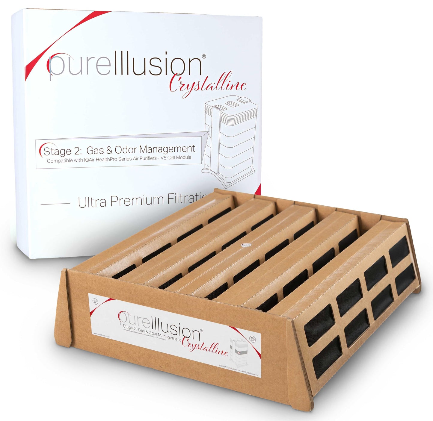 PureIllusion Scientifically Tested Gas & Odor Filter for IQAir HealthPro Series Air Purifier - Ultra Premium Filter fits V5 Cell Module - Genuine Crystalline