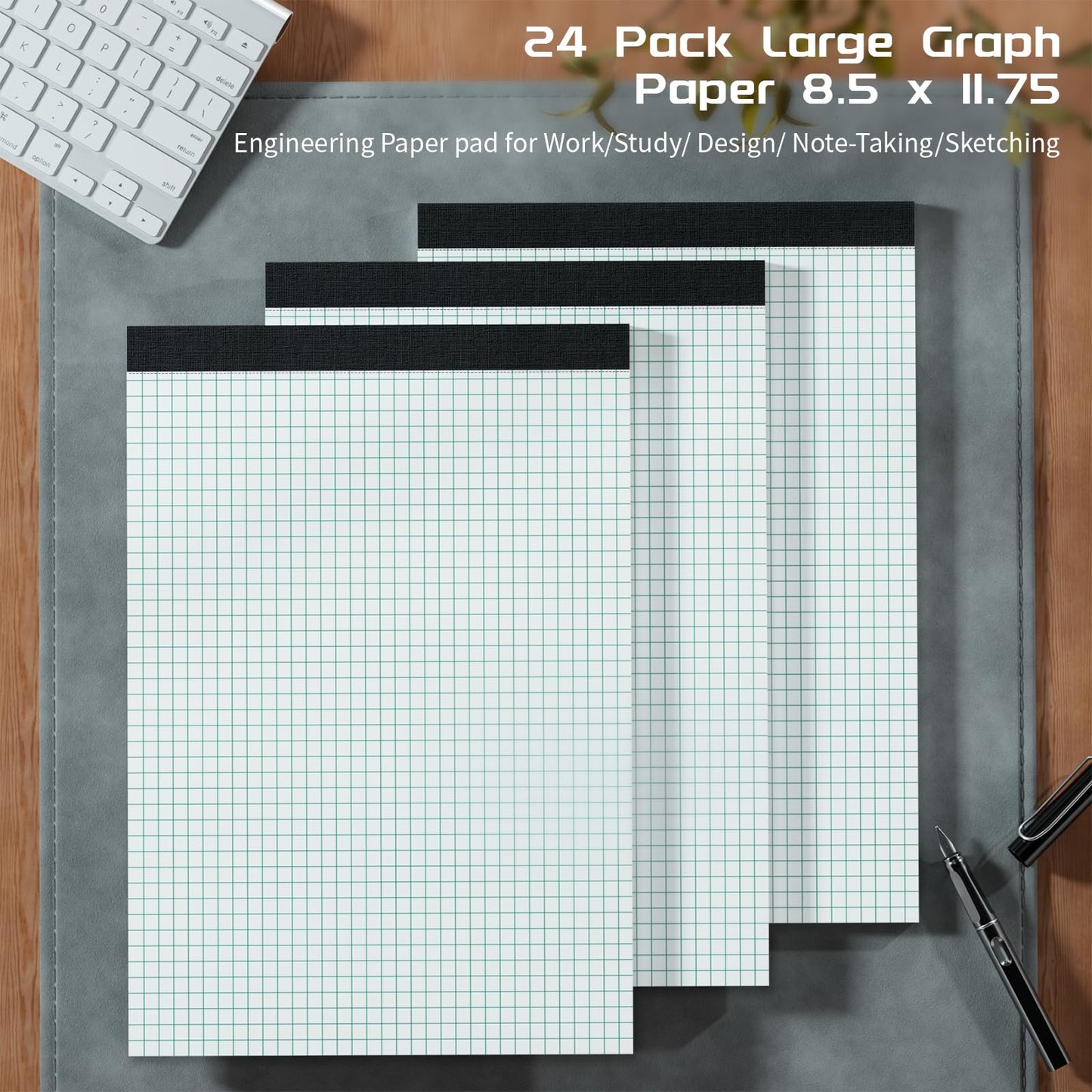 Graph Paper Pads 8.5 x 11 Graph Paper Notebook, 24 Pack 4x4 Quad Grid Paper, 30 Sheets Lined Paper Grid Notebook, Grid Paper Notebook 8.5 x 11 Engineering Paper for Drawing, Designing, Math Sketching