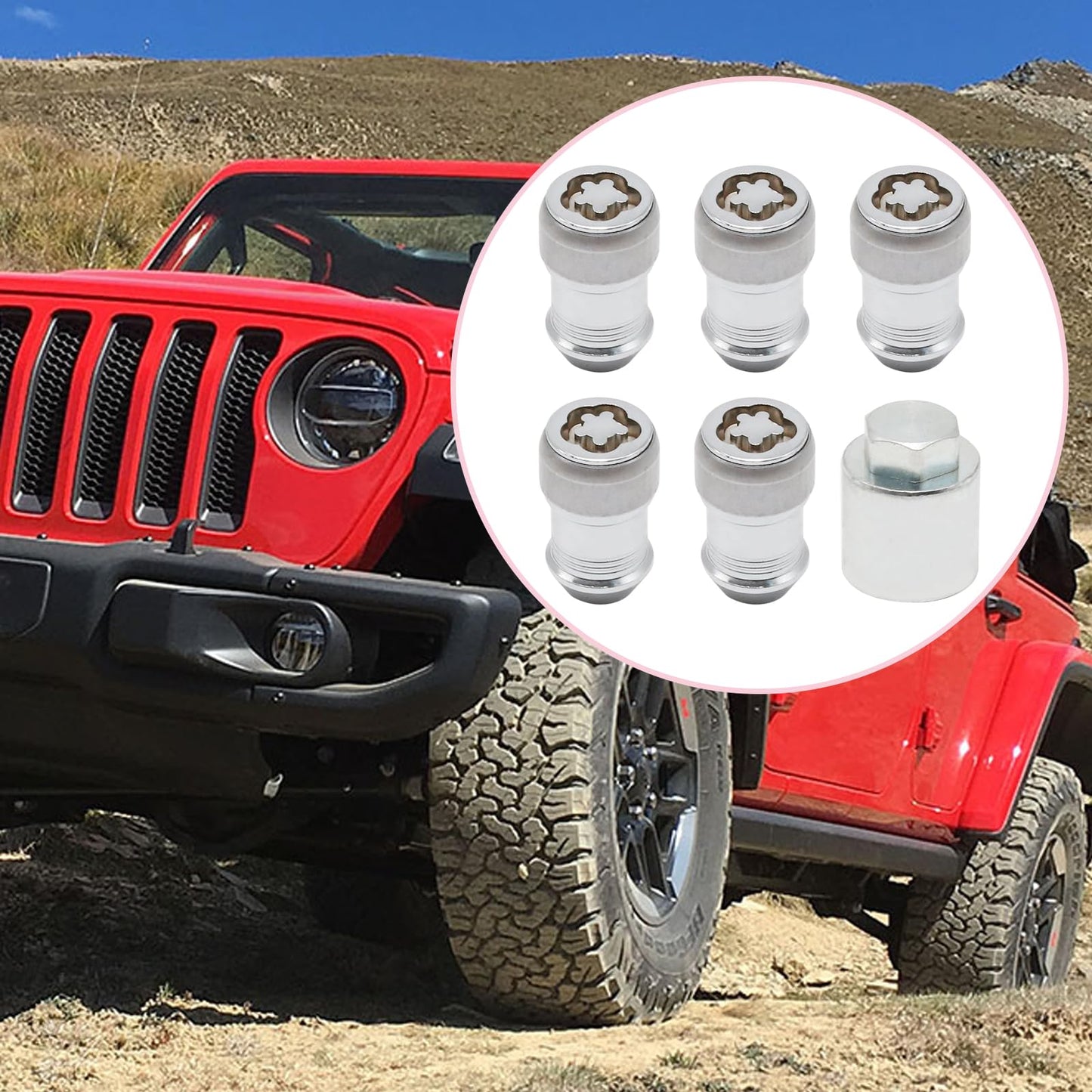 Saihisday Anti-Theft Wheel Locks Locking Lug Nuts Set 82215711 Replacement for Jeep Wrangler JL 2018-2023 Gladiator JT 2020-2023 with Key