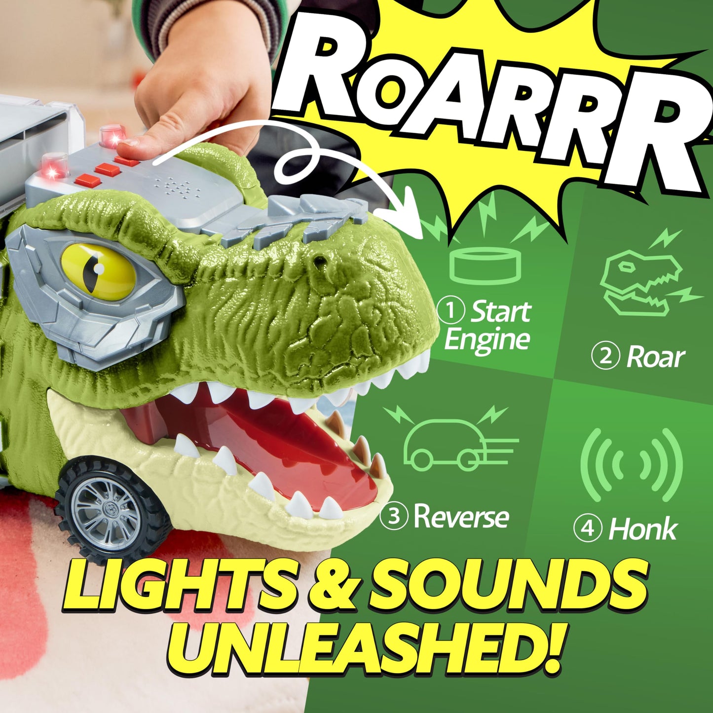 JOYIN 13 in 1 Dinosaur Toys for Kids 3-5, Dinosaur Truck with 12 Pull Back Cars, Small Cars Set, Birthday Gifts Toys for 3 4 5+ Year Old Boy, Transport Carrier Truck for Toddlers 3-4 Years