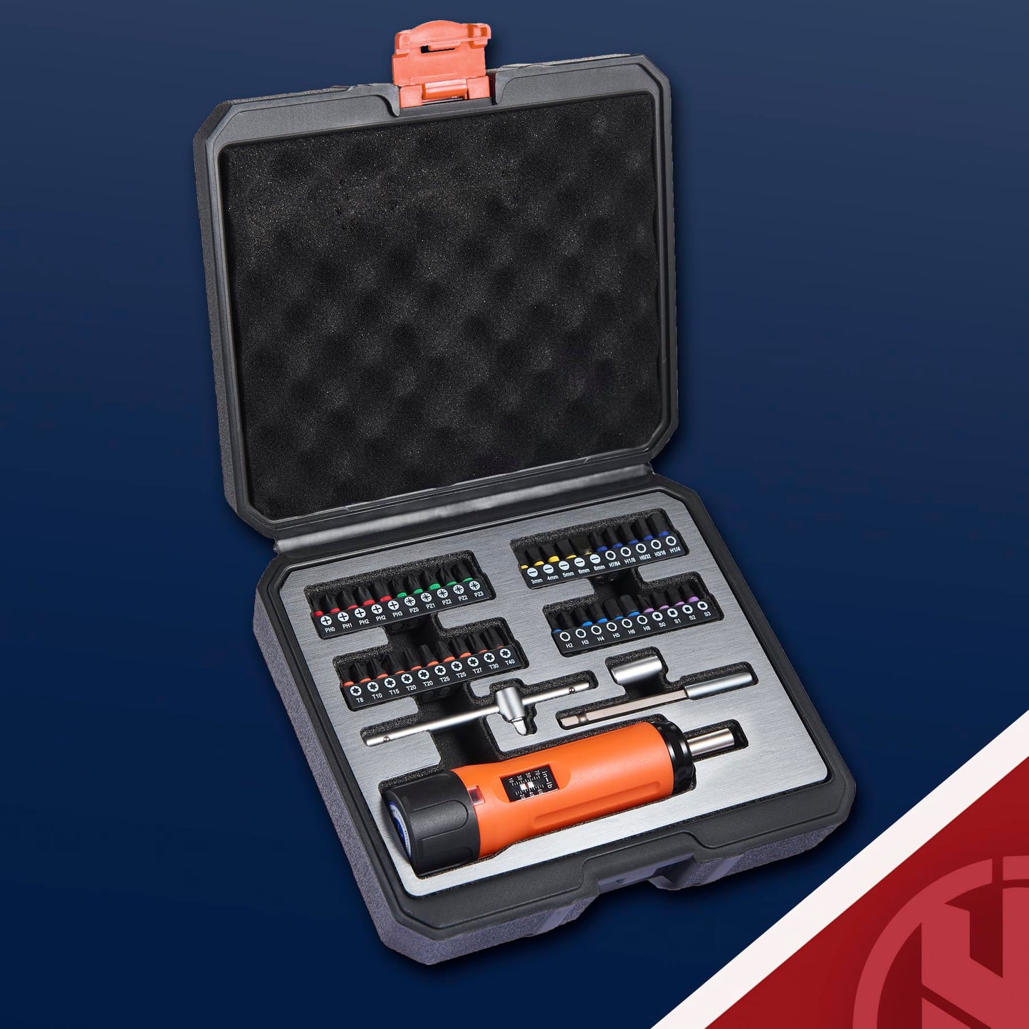 KNINE OUTDOORS Torque Screwdriver Wrench Driver Bits Set 10-70 Inch Pounds lbs for Maintenance, Tools, Bike Repairing and Mounting, Orange