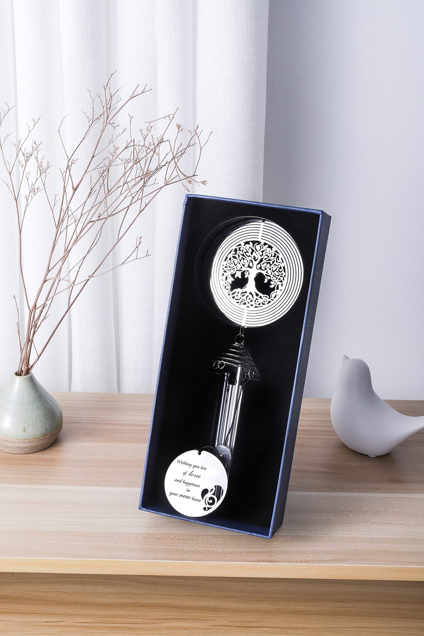 Housewarming Wind Chime with Tree of Life Wind Spinner - Gifts for New House and Homeowners - Couple's Home Warming Gift Ideas