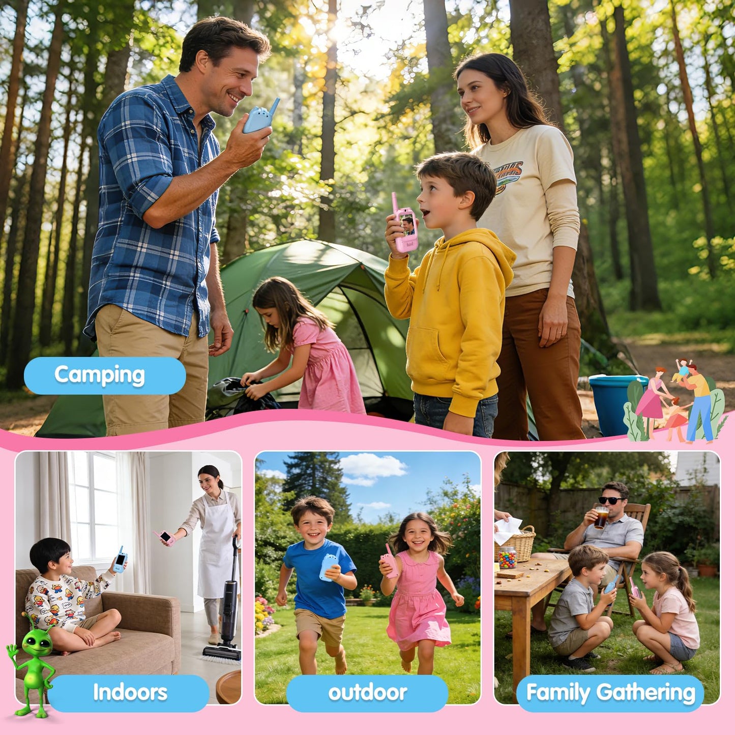 2 Pack Upgraded Video Walkie Talkies for Kids, HD Camera & Clear Voice & 1000 Ft Range, Rechargeable Walkies Talkies with 4 Voice Effects, Birthday Gifts for Boys Girls Indoor Outdoor Activity