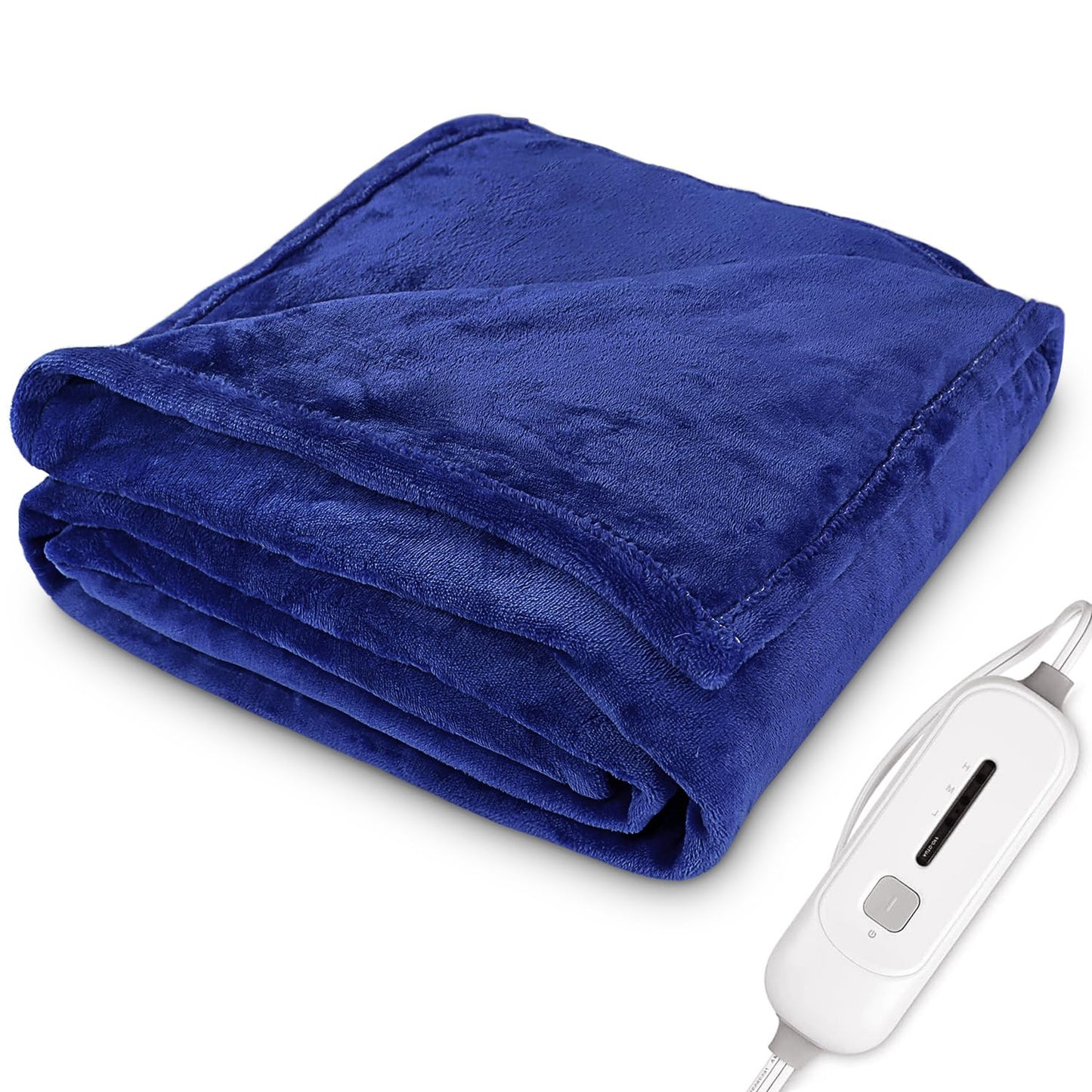 Electric Full Size Heated Blanket, Soft Flannel Fast Heating Blanket Warm with 3 Heating Level 8-Hour Auto Shut Off Overheating Protection, Machine Washable, Blue (72" x 84")