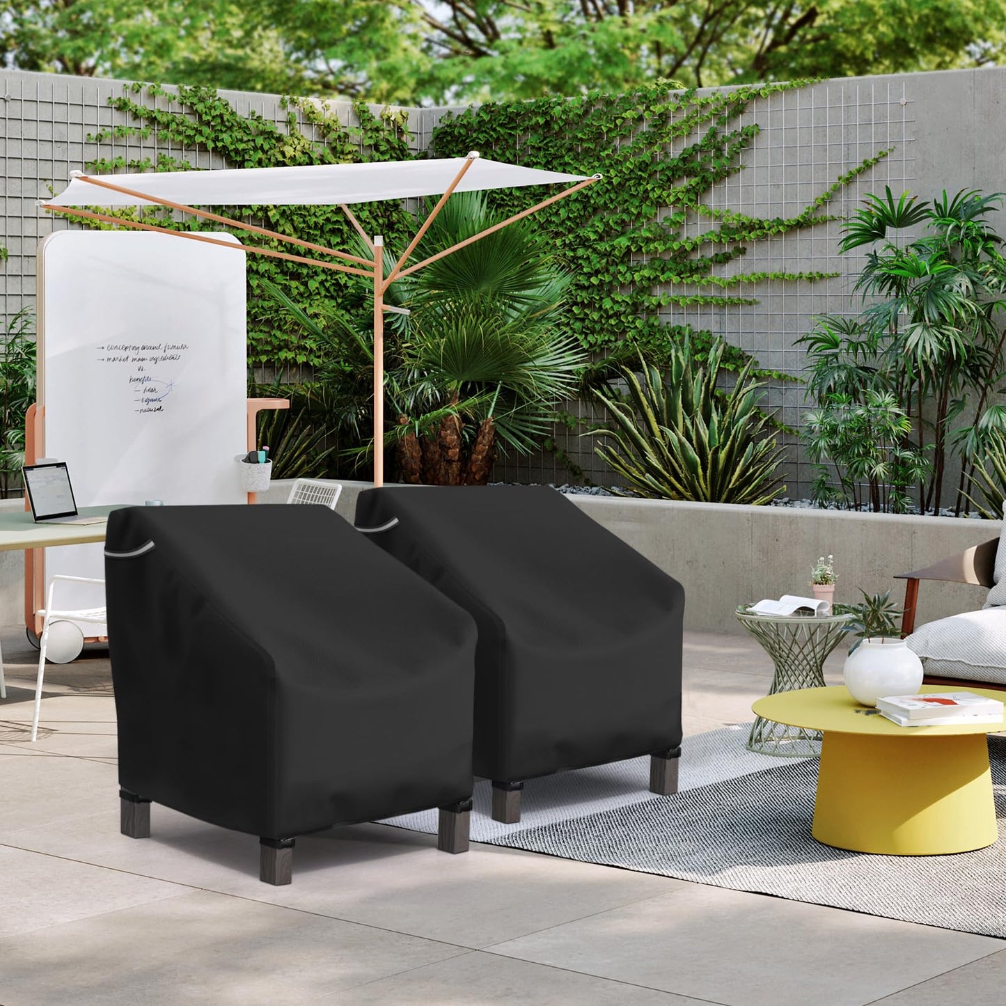 STARTWO Patio Chair Covers 2 Pack,Heavy Duty Outdoor Furniture Covers Waterproof Fit for Lounge Deep Seat 29" W x 30" D x 36" H,Black