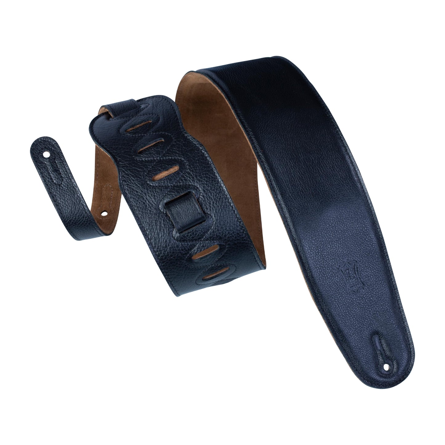 Levy's Leathers M4GF-BLK 3-1/2-inch Garment Leather Bass Guitar Strap with Foam Padding and Suede Backing, Black