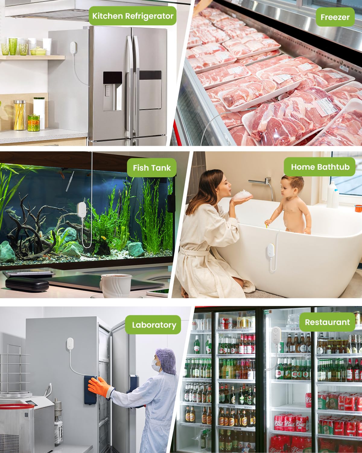 MOCREO WiFi Refrigerator Thermometer, Remote Email & App Alert, 2 Years Data Export, 1 Smart Temperature Sensors Frezzer Alarm with Digital Monitor Hub for Home, Kitchen, Fridge