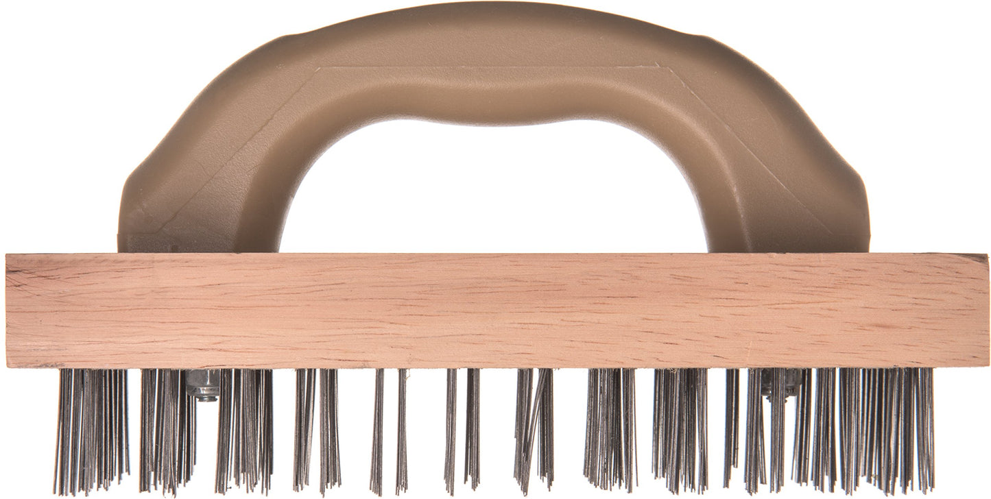 Carlisle FoodService Products Stainless Steel Block Brush with Steel Bristles, 9.38 X 3.78 Inches, Tan