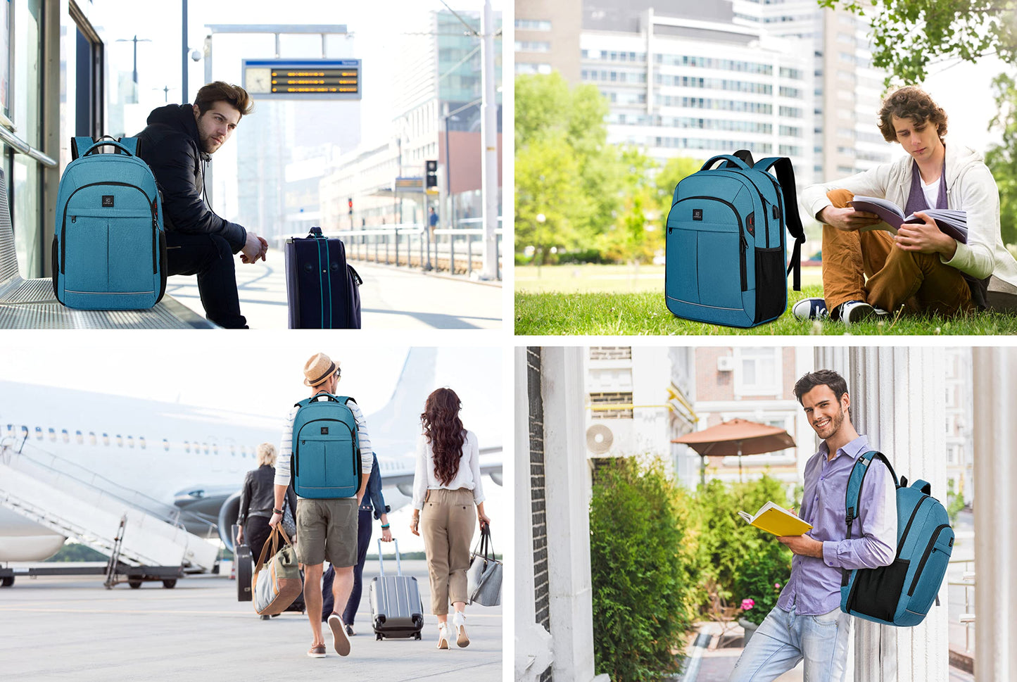 Backpack,Bookbag for Men and Women, 17.3 inch TSA Water Resistant Business Travel Laptop Backpack,Durable College School Backpack Bookbag for Teens, Lake Blue