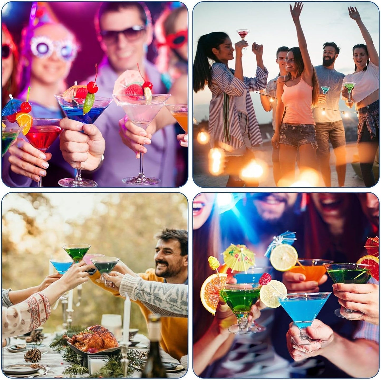 40 Pack Plastic Martini Glasses 5 Oz Disposable Cocktail Glasses, Tall Mini Martini Cups, Plastic Margarita Glasses Perfect for New Year Party Wine, Desserts, Appetizers and All Events