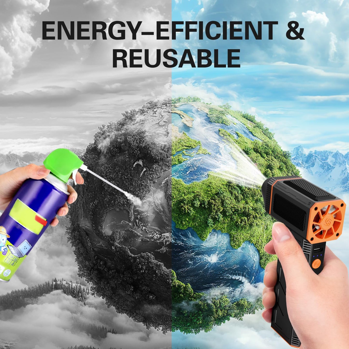Electric Compressed Air Duster 130000RPM Super Power Turbo Jet Dry Violent Fan Mini Handheld Dust Leaf Car Snow Blower Rechargeable Refillable Computer Keyboard PC Electronic Duster Pressurized Air
