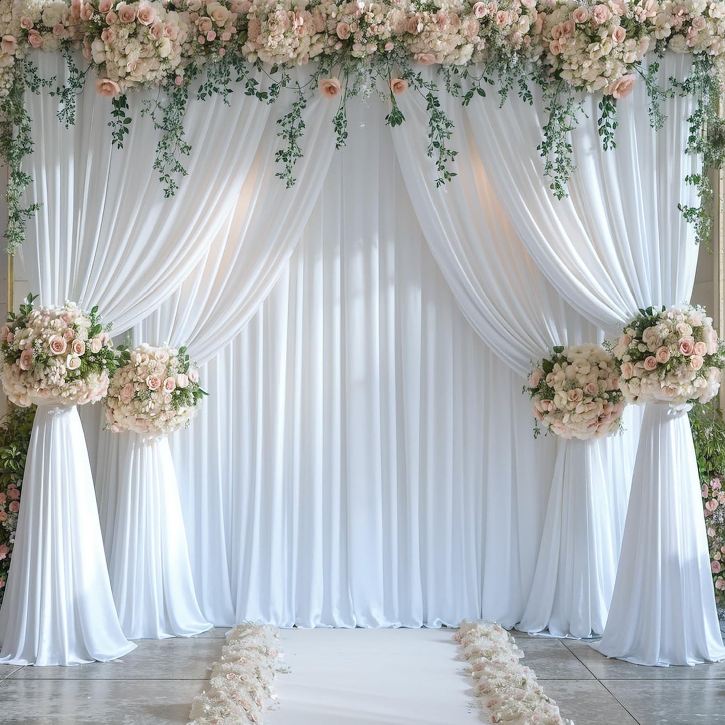 4 Panels White Backdrop Curtain for Parties Wedding Wrinkle Free White Photo Curtains Backdrop Drapes Fabric Decoration for Baby Shower 20ft(W) x 10ft(H)