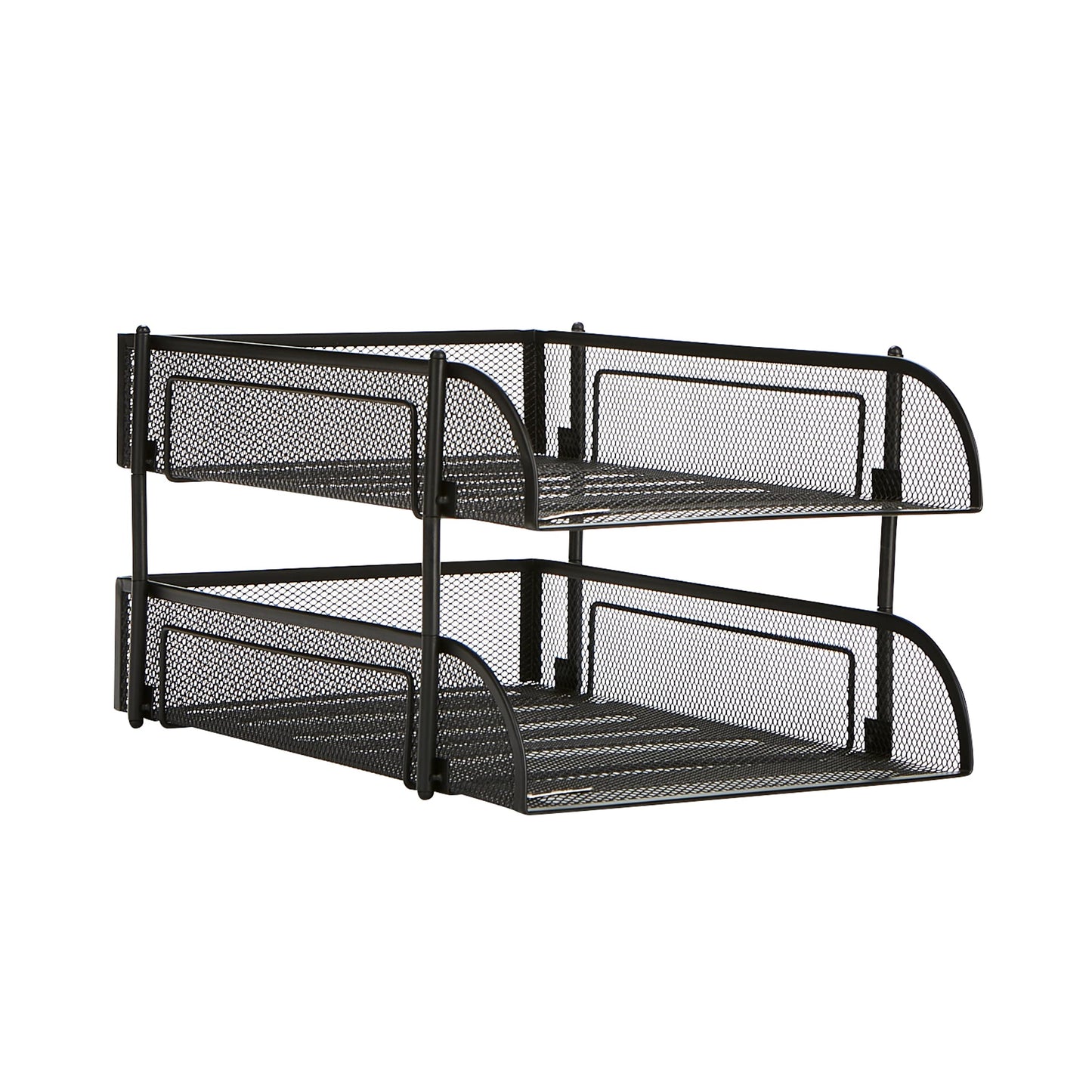 Mind Reader 2-Piece Stackable Metal Mesh Letter Tray, Desktop File Organizer, Document Holder, Magazine Storage, Black
