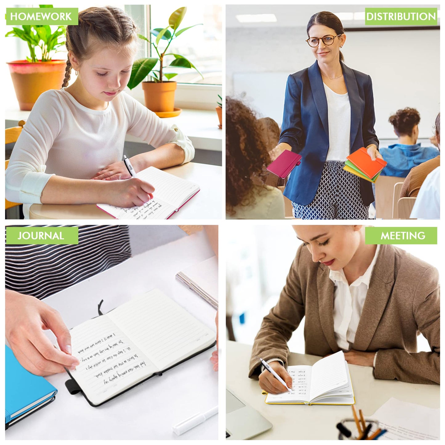 feela Pocket Small Notebooks Bulk, Mini Cute Notepads Hardcover College Ruled Lined Journals with Pen Holder for School Business Memos, with 15 Black Pens, 3.5”x 5.5”, 15 Pack, A6, Solid Colors