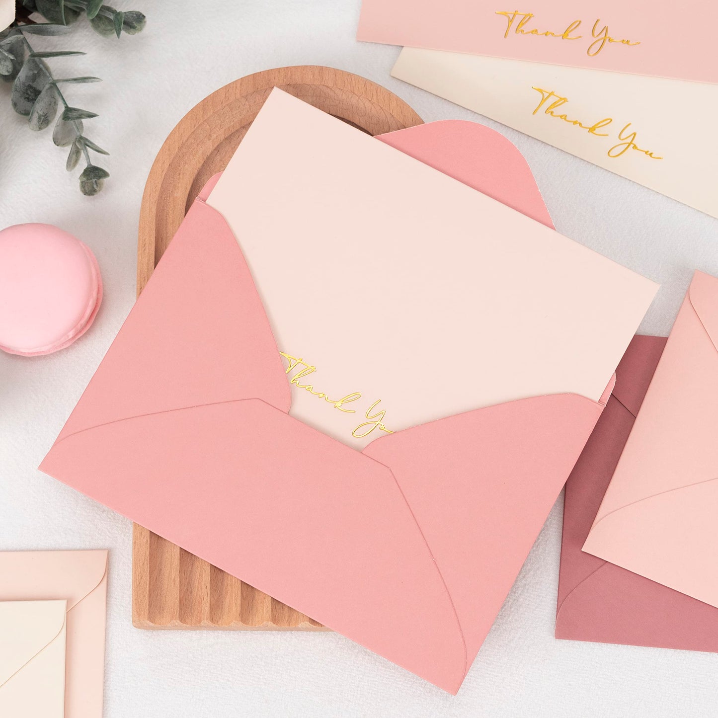 Crisky Dusty Rose Thank You Cards with Envelopes & Stickers, 50 Pack Bridal Shower Graduation Thank You Cards Small Business, Wedding Baby Shower Birthday Funeral Notes Bulk
