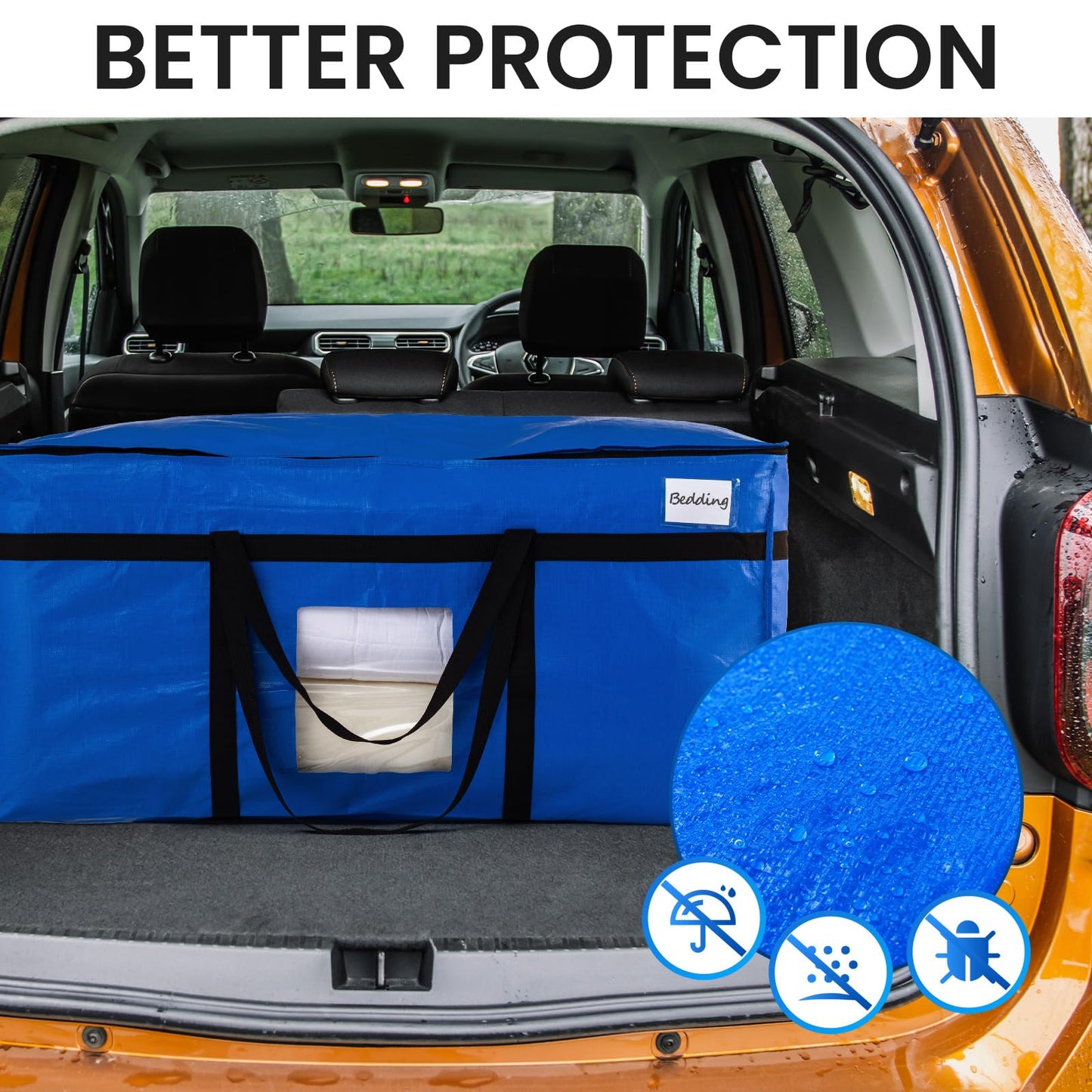TAILI 69 Gallon Extra Large Storage Bags, XXL Blue Heavy Duty Moving Bags for Storage with Visible Window, Wrap Around Handles, Totes for Space Saving, Alternative to Moving Boxes (2 Pack)