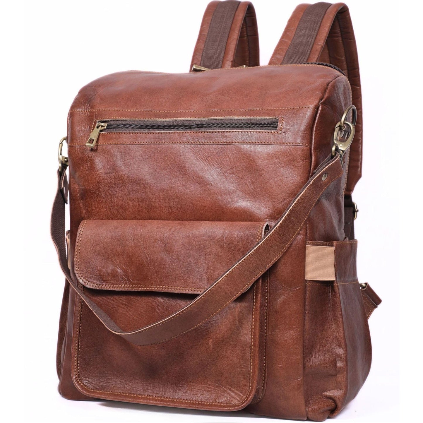 Genuine Brown Leather Backpack for Women Laptop Backpack Purse with 15.6-inch Laptop Computer Compartment Best for Work, Travel, and Daily Use