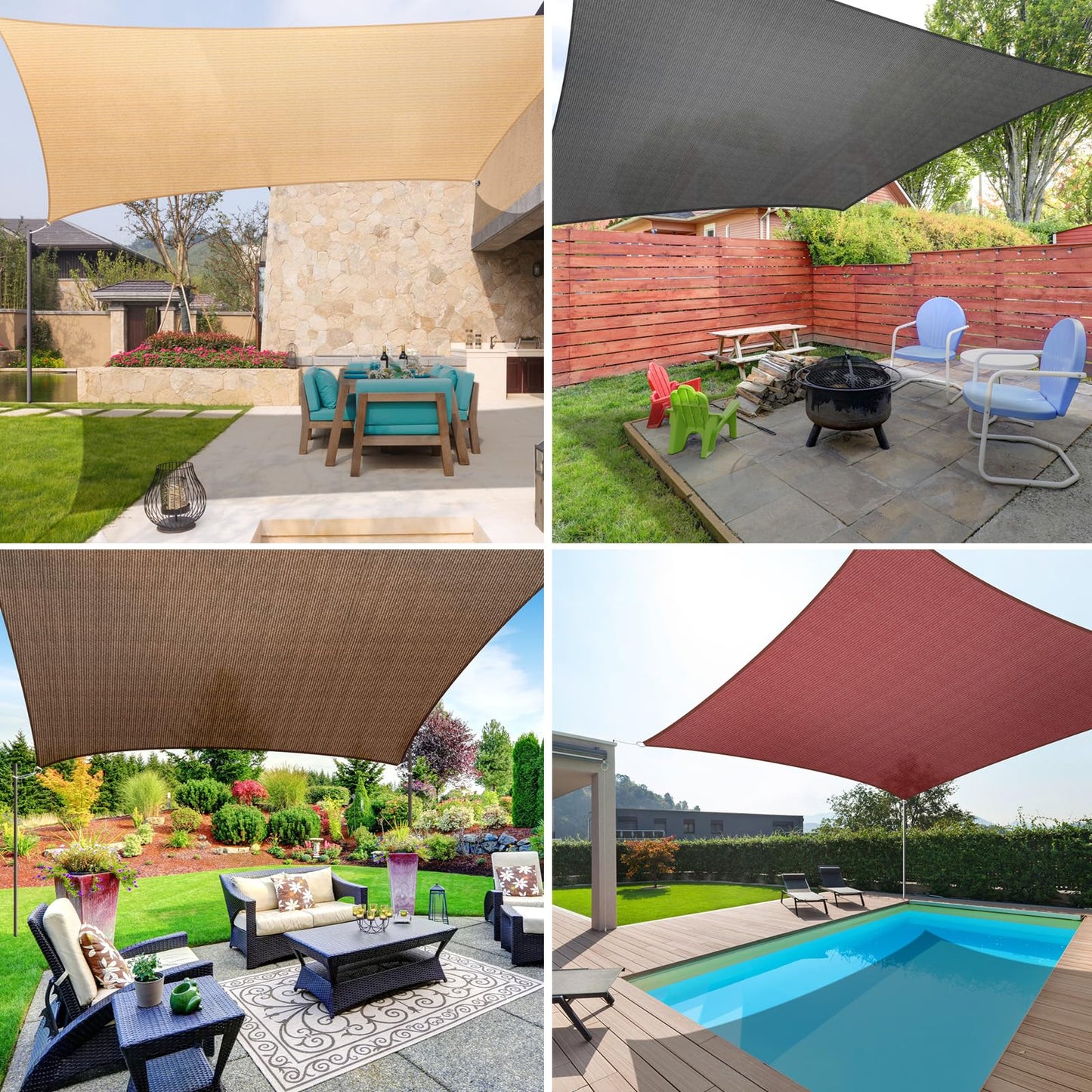 Duerer Sun Shade Sail Canopy 12' x 16' Rectangle, 95% UV Block, Permeable 185GSM Sail Shade Cover for Patio, Garden, Pergola, Backyard, Outdoor Facility & Activities -Anthracite