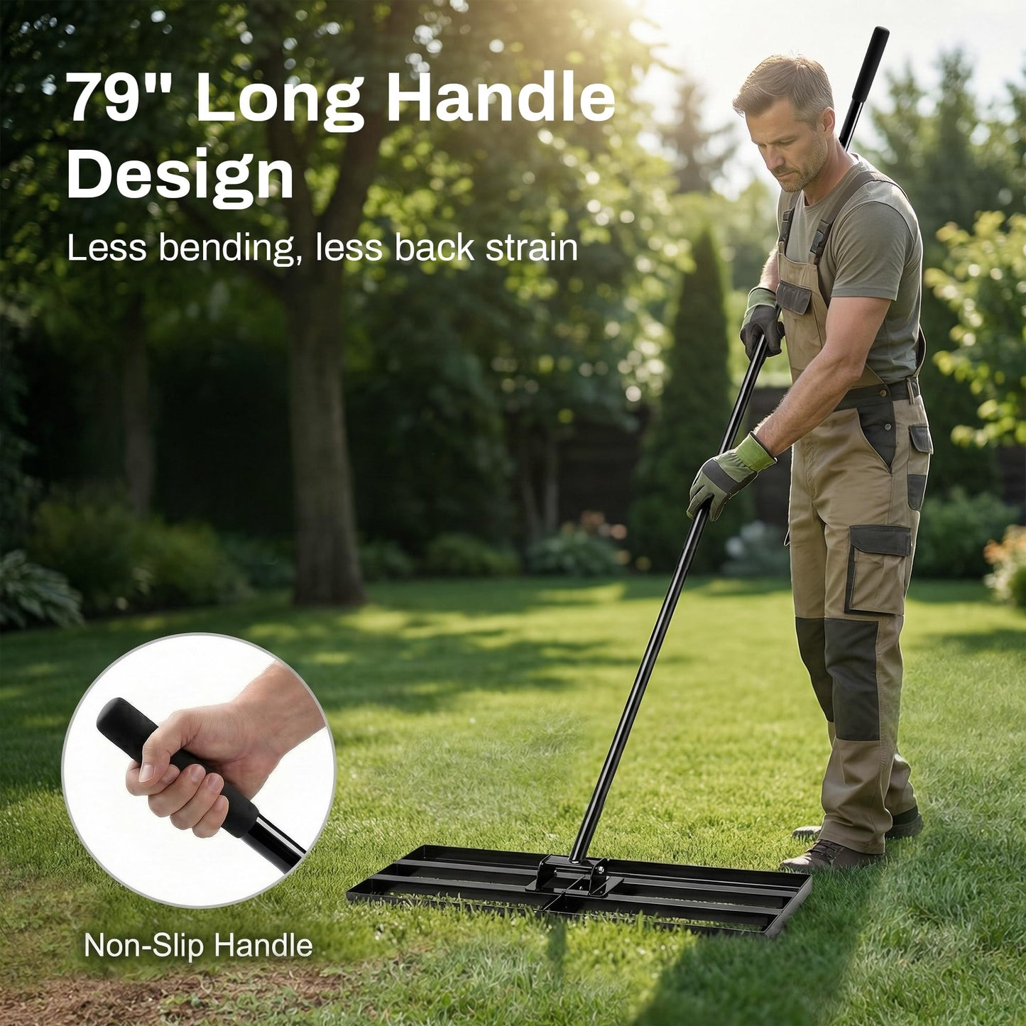 YEEOZOE Lawn Leveling Rake 30" x 10", Heavy Duty Surface Leveling Rake with 79" Extra Long Handle, Lawn Leveler for Soil, Sand, Dirt & Compost – Yard, Garden, Golf Course & Landscaping