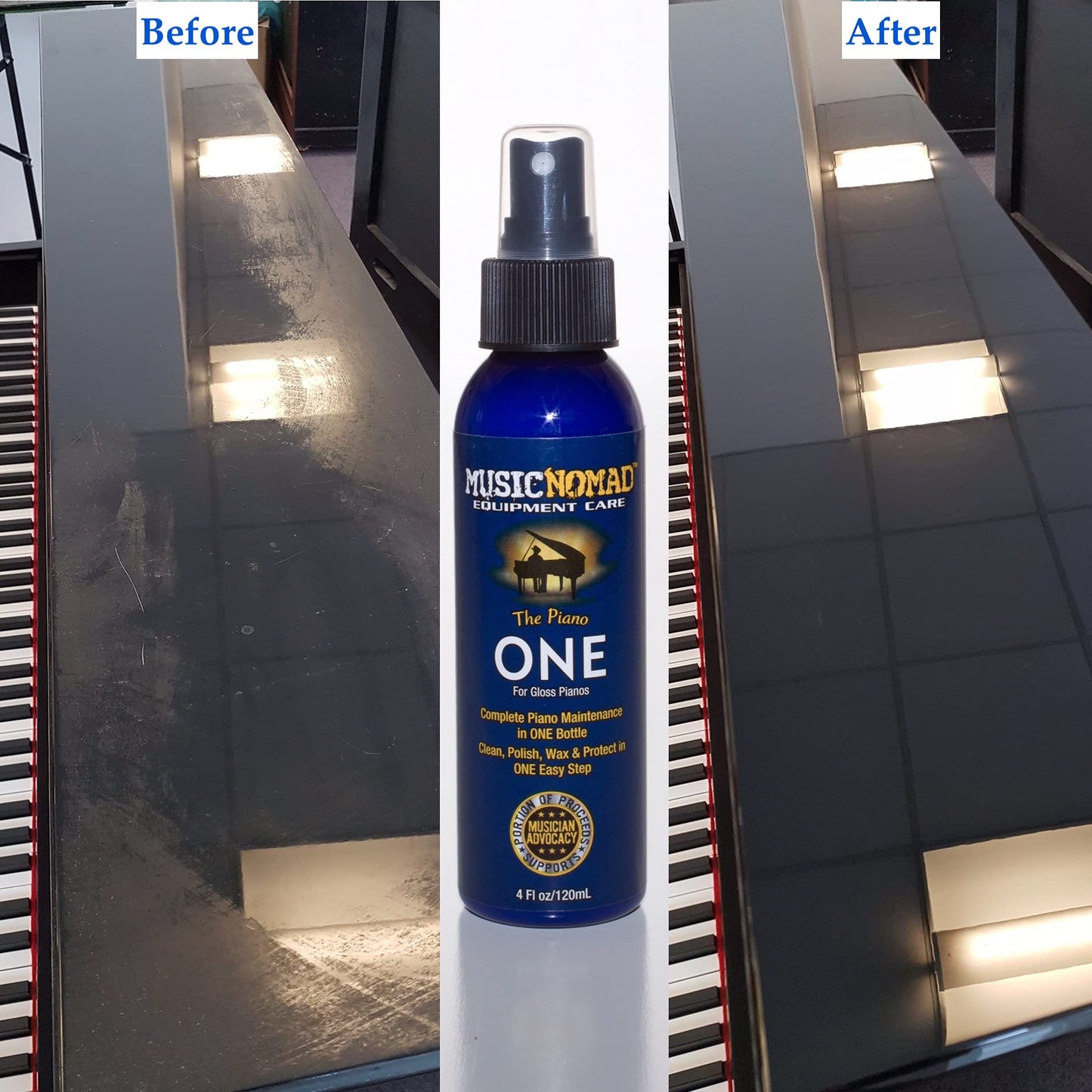 MusicNomad MN132 Complete Piano Cleaning and Polishing Care Kit for Gloss Pianos , 1