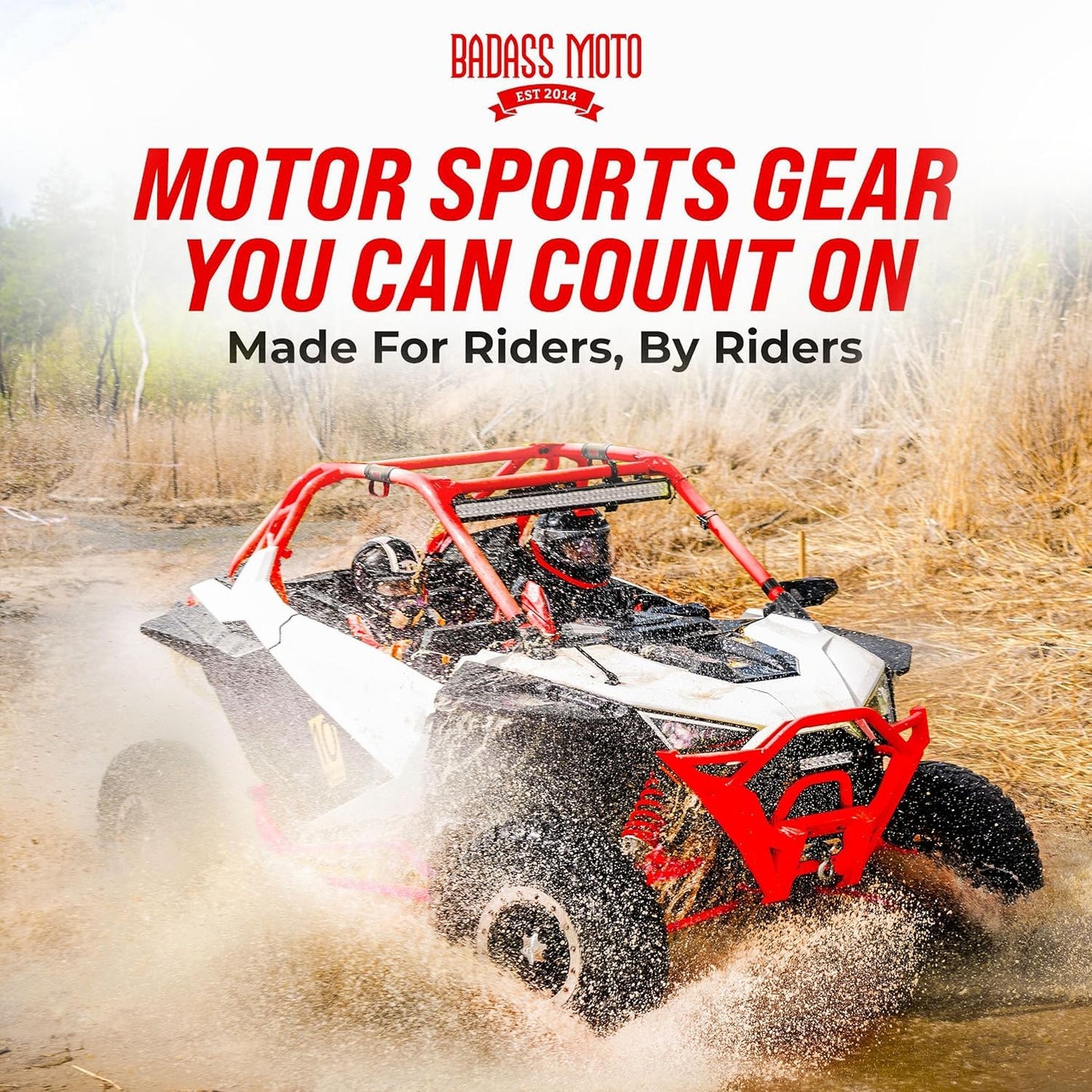 Badass Moto Roll Bar Grab Handles - SXS, ATV, & UTV Grab Handles Grips for 1.5 to 2" Rollbar - Black & Red Hand Grip Grabs with Stainless Steel Buckles for Honda, Teryx, Can-Am, Polaris, More. 2 Pack