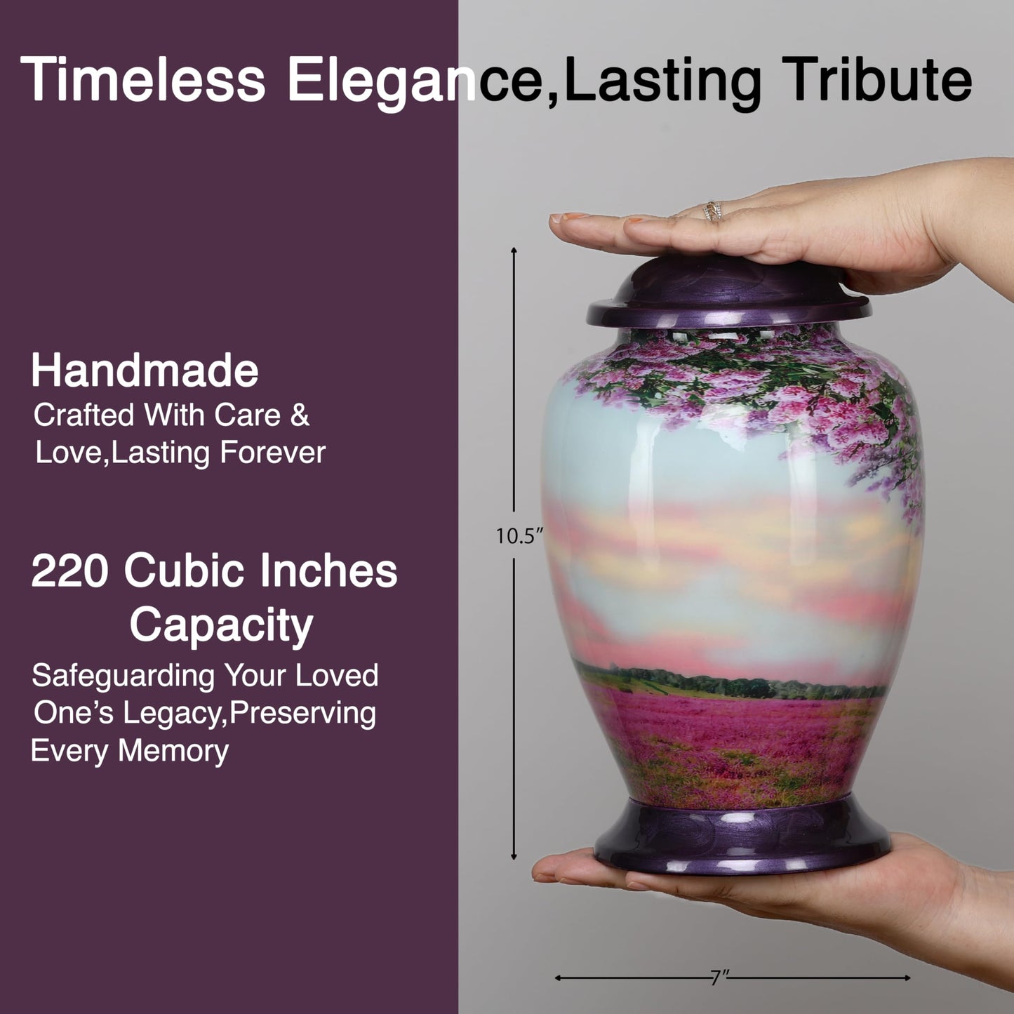 Purple Beutiful Large Urn for Ashes Adult Male - Cremation Urns for Human Ashes Adult Man - Cremation Urns for Ashes - Funeral/Burial Urns - Decorative and Keepsake ERN, Earns, 220 Cu in Volume