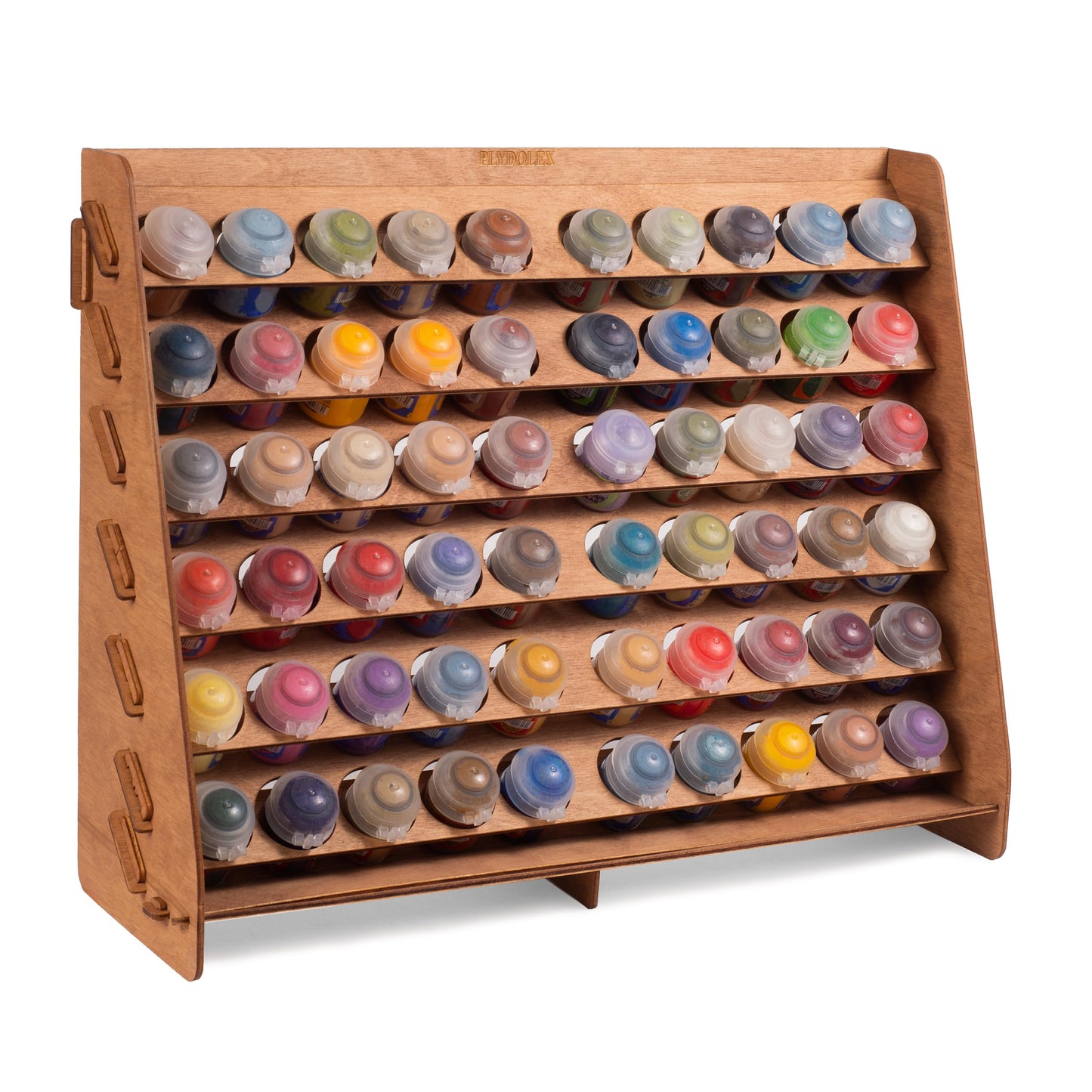 Plydolex Paint Rack Organizer with 60 Holes Suitable for Citadel Paints - Wall-mounted Wooden Paint Storage Rack for Miniature Paint Set - Craft Paint Holder Rack 16x5.2x12.6 inch