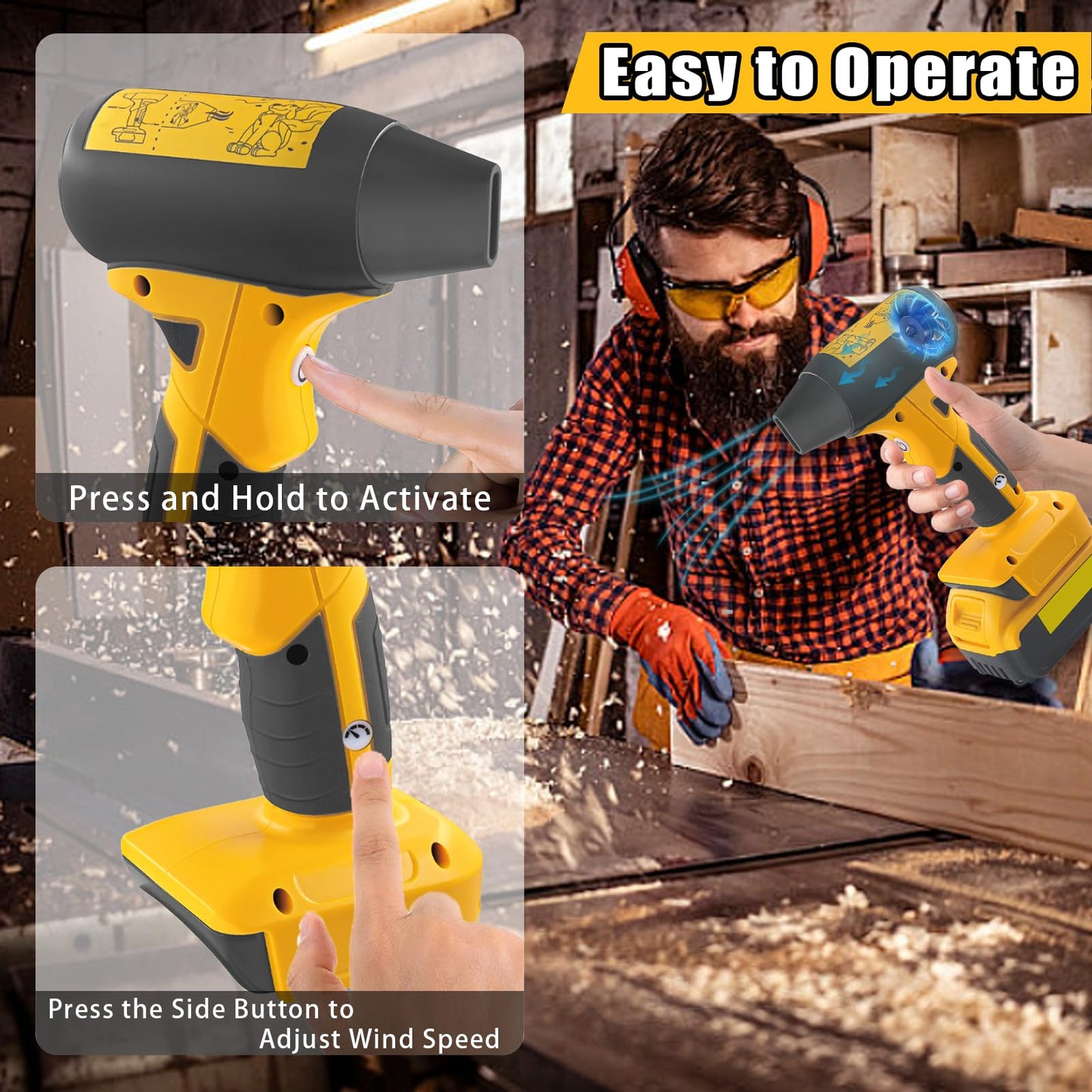 Air Blower Brushless HighSpeed Motor Compatible with Dewalt 18v 20v Max Battery Air Duster Leaf Blower for Camping BBQ & Workshop (Battery not Included)