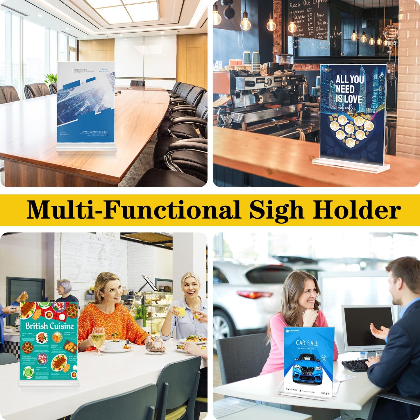 Aifanss Acrylic Sign Holder 8.5 x 11 - 6 Pack Plastic Sign Holder Vertical Standing Acrylic Paper Holder, Picture Frame Flyer Document Clear Display Stand for Table Top Office Hotel Store Restaurants