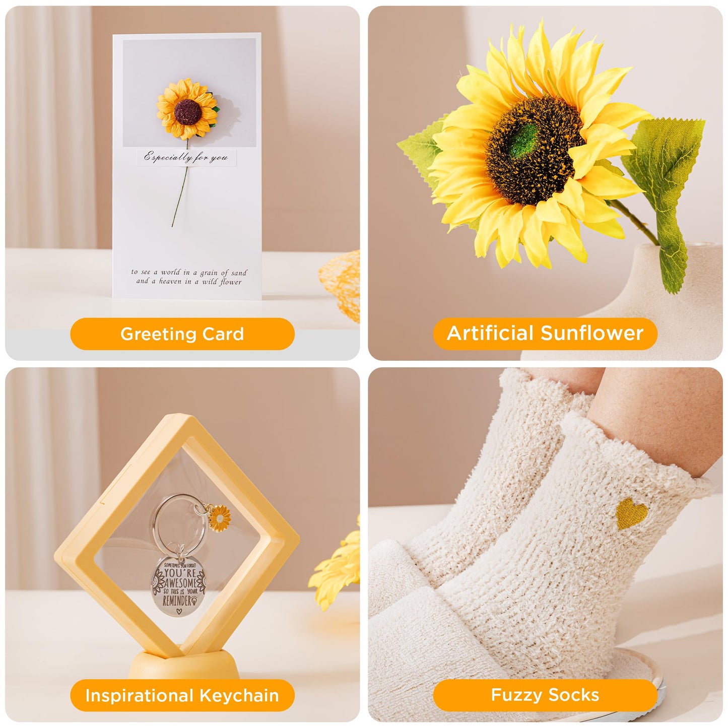 Sunflower Gifts Basket for Women,Sending Sunshine Relaxation Birthday Box,Unique Thank You Self Care Package Get Well Inspirational Spa Gift Basket W/Blanket for Mom Grandma Wife Friends Sister