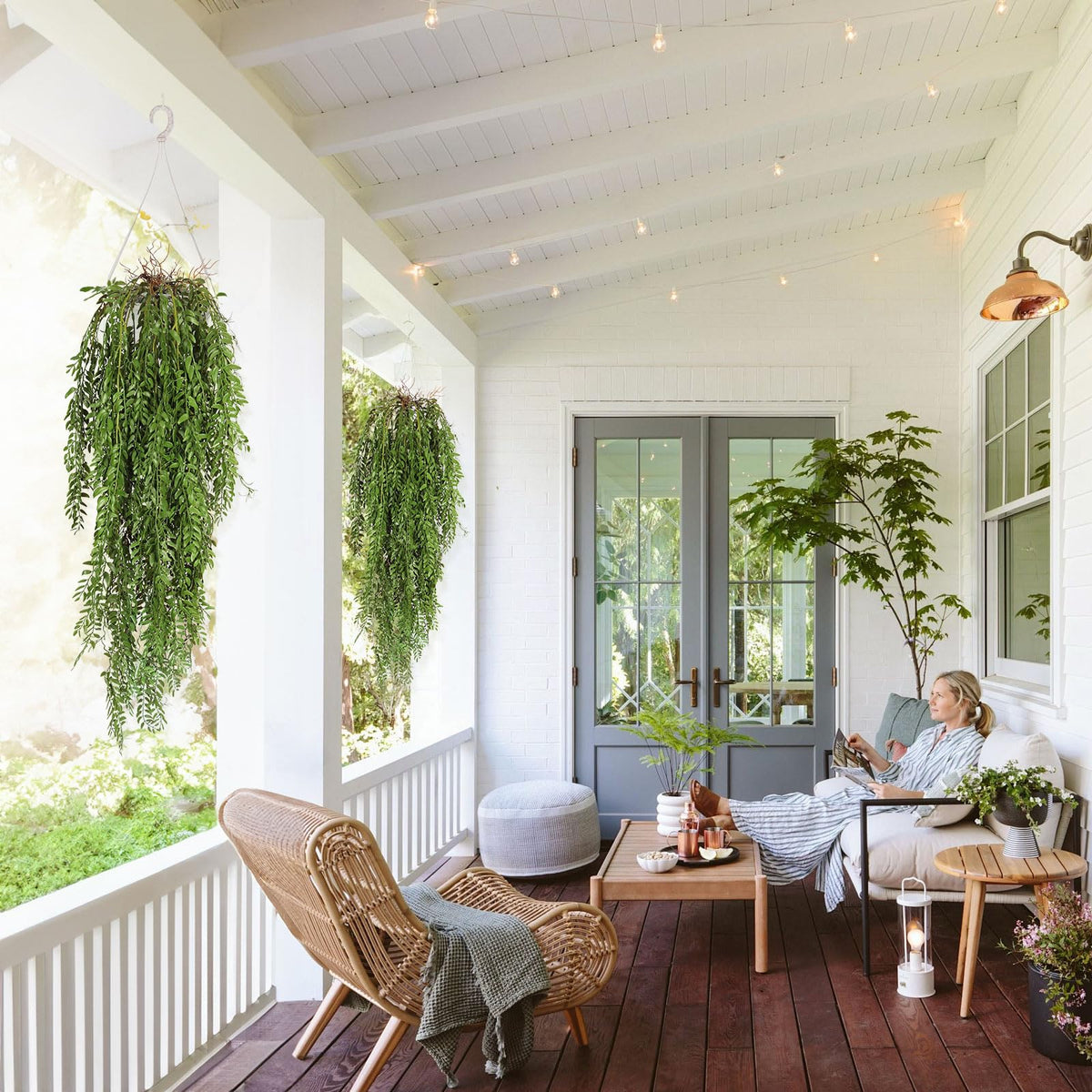 RECUTMS 2 Pcs Hanging Fake Plants Faux Ferns Ivy Willow Vine Leaves Wall Greenery Artificial Vine Plastic for Spring Home Garden Wedding Party Indoor Outdoor Jungle Party Patio Decorations(Green)