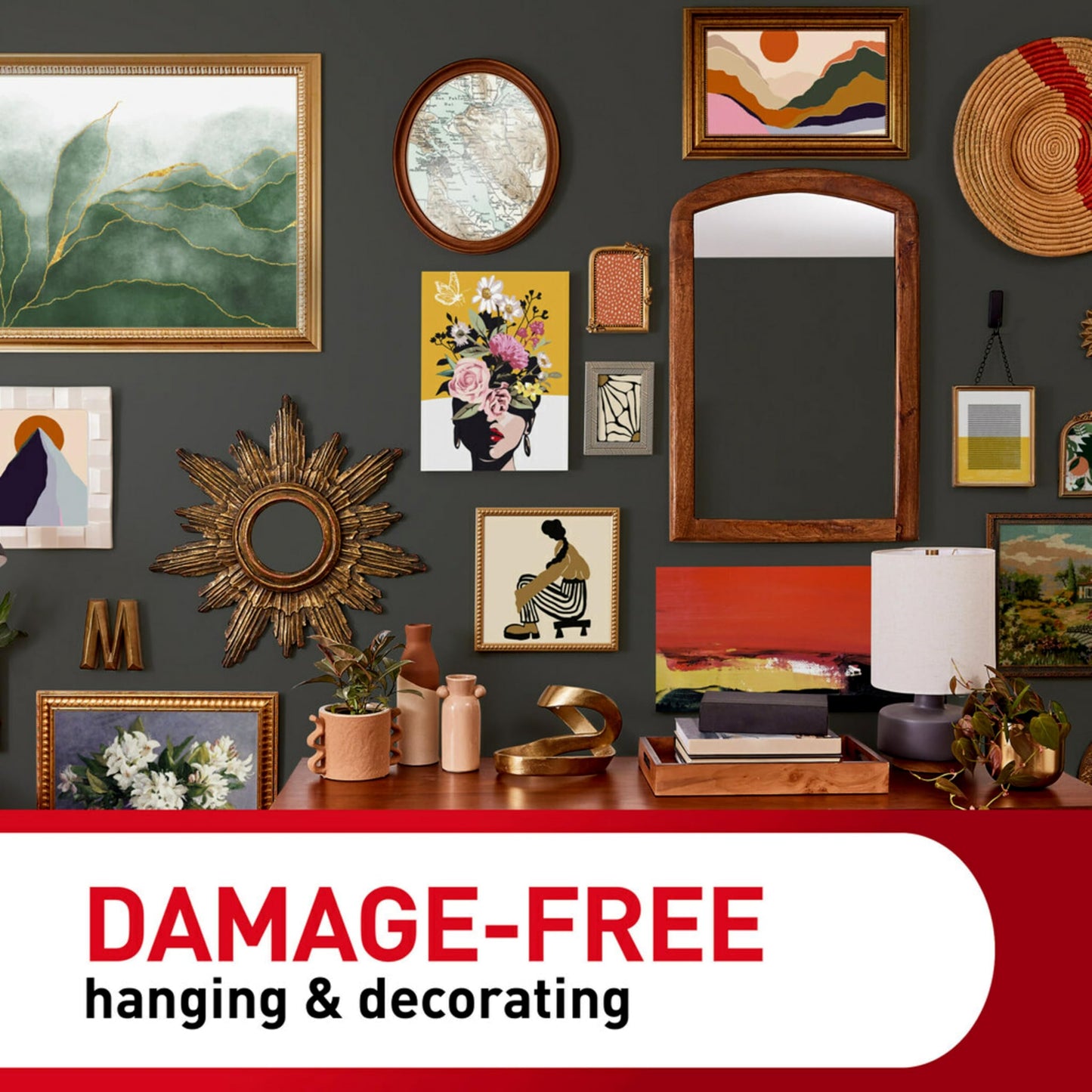Command Medium and Large Picture Hanging Strips, Damage Free Hanging Picture Hangers, No Tools Wall Hanging Strips for Back to School Dorm Organization, White, 12 Medium Pairs and 16 Large Pairs
