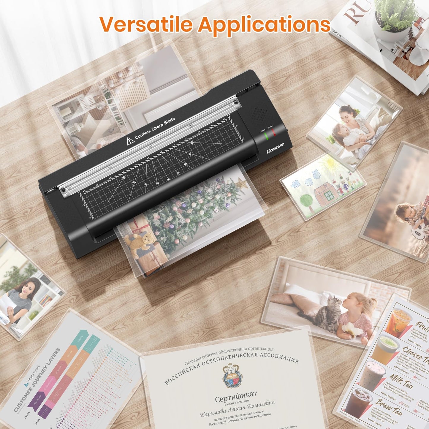 Gasbye 13-Inch Laminator Machine with Steel Paper Cutter, Thermal Cold Laminator with 13 Laminating Sheet, Corner Rounder, Jam Release Button for Home, Office, School, Teachers Use, Black