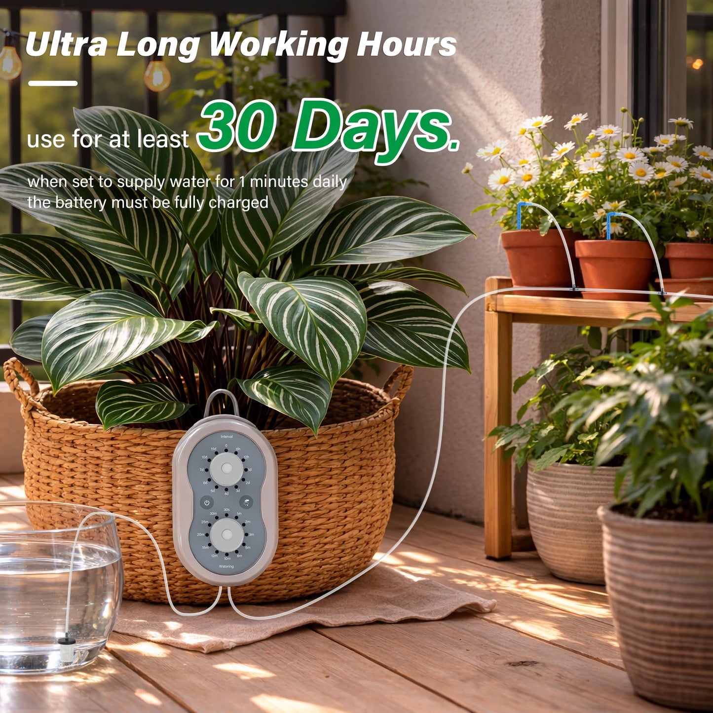 MIXC Automatic Drip Irrigation Kit for Indoor, 33 FT Drip Irrigation System with Programmable Water Timer, Plant Waterer Indoor Self Watering System for 10 Pots Plants with Transparent Silicone Tubing