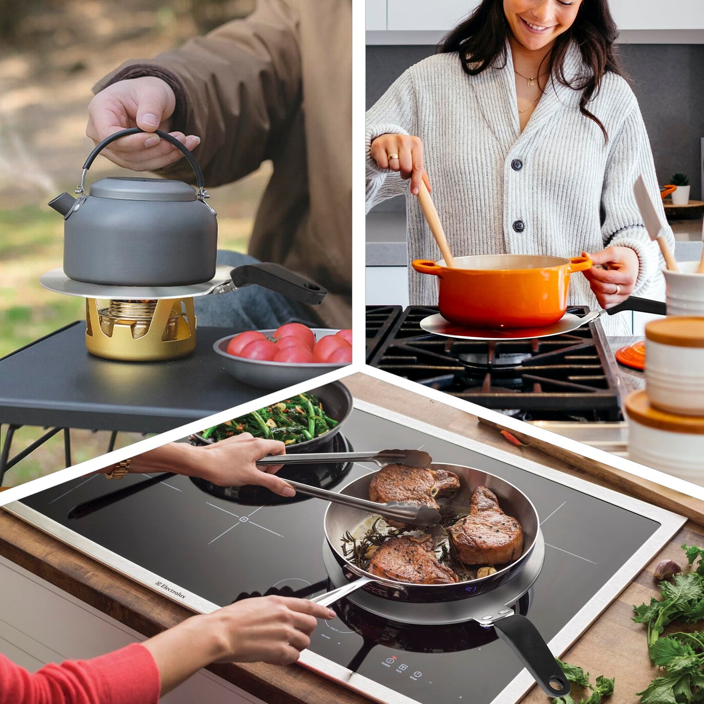 RECAPS 24CM Stainless Steel Induction Adapter Plate for Induction Electric Gas Glass Cooktop, Induction Heater for Moka Pot, Glass Bowls, Sauce Pan