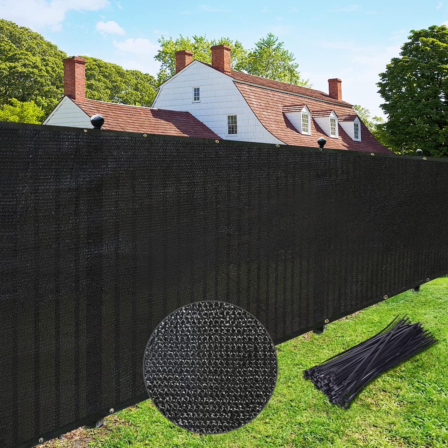 UPGRADE Privacy Screen Fence 4' x 50' Commercial 170GSM 90% Visibility Blockage Fence Panel with Brass Grommets Heavy Duty Perfect for Outdoor Backyard-Black