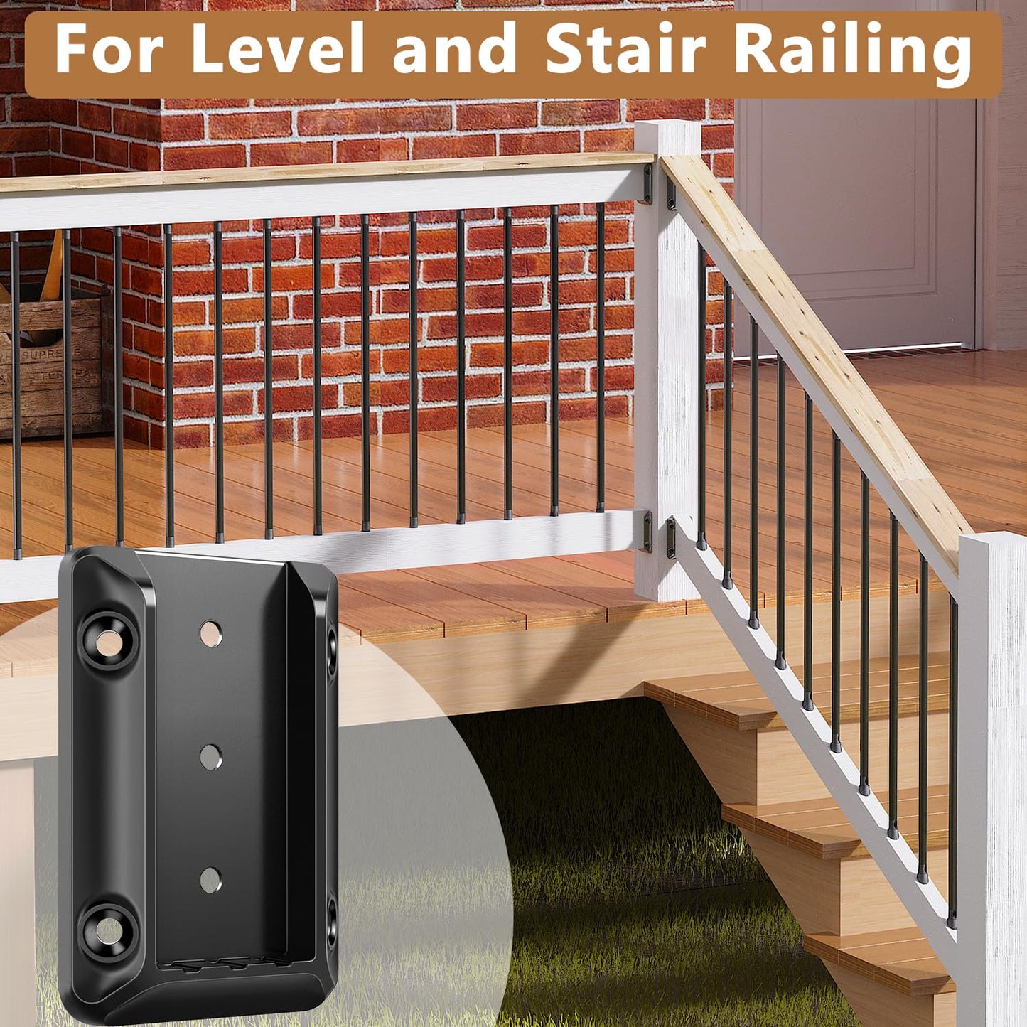 DN Mate 40 PCS Deck Railing Bracket Connectors for 2x4 (Actual 1.5”x3.5”) Wood Deck Railing Post to Handrail, Stair Railing Connectors with Coated Wood Screws,Drill Bit, Fence Railing Brackets