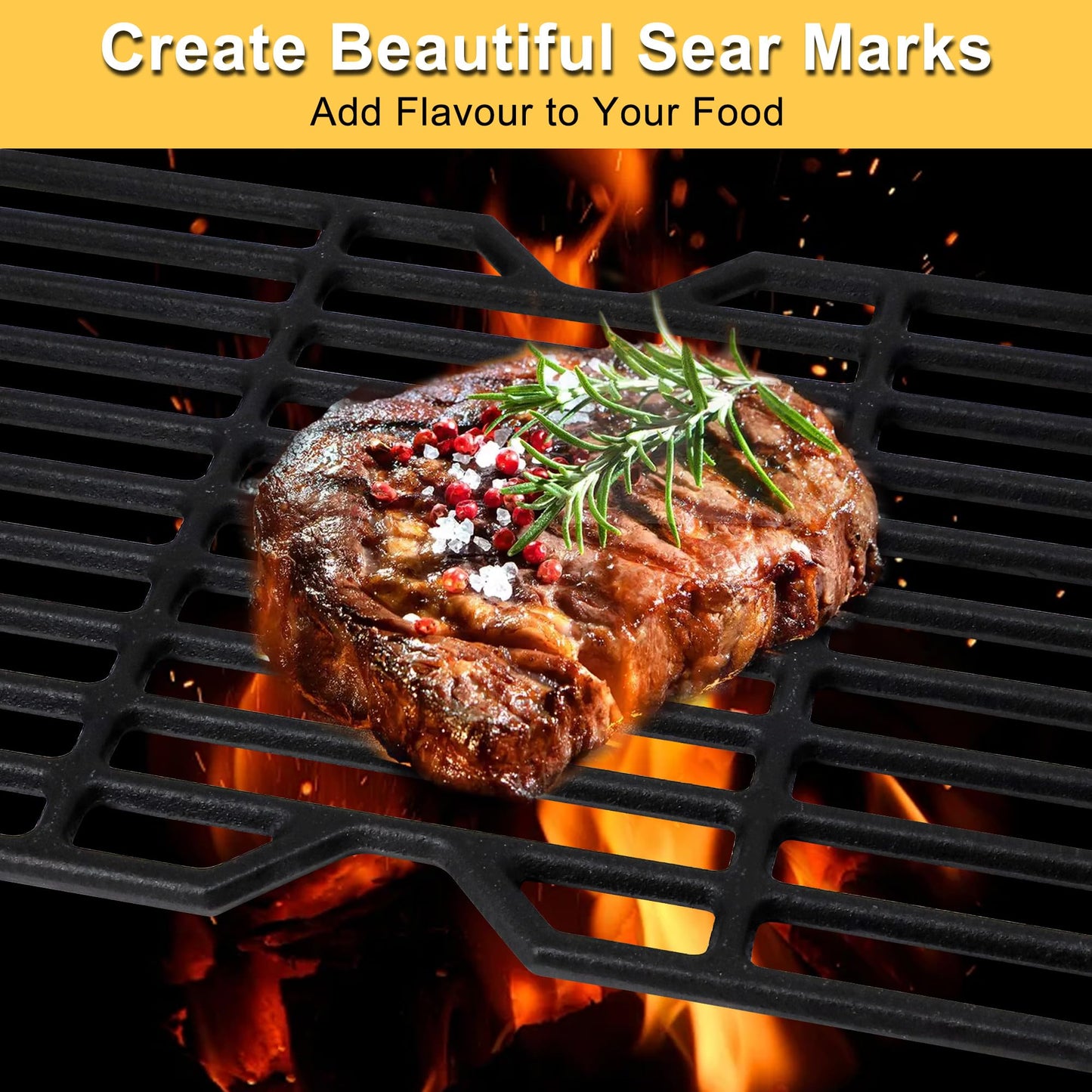 Cast Iron BBQ Grill Grate Grid for Charbroil 463436215 463461614 466420911, Master Chef G43257 G43258, 16 7/8 Inch Barbecue Cooking Grate for Char-Broil, Kenmore Gas Grill Models, Set of 3