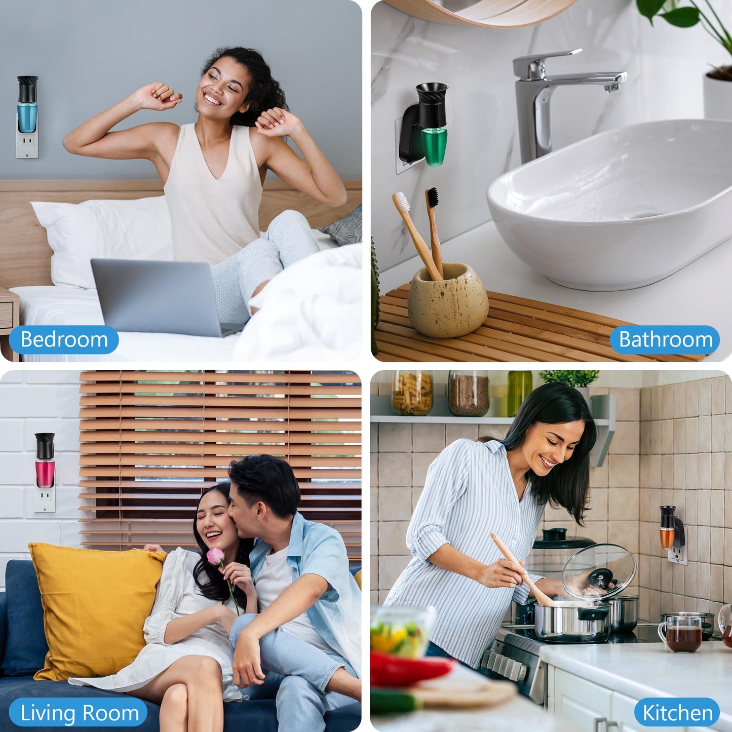 Hohean 3 Pack Wall Fragrance Plug in Compatible with Bath and Body Works WallFlower Refills, ETL Certified, Rotatable, Precise Scent Adjustable Fragrance Control Diffuser Plug for Home, Office (Black)